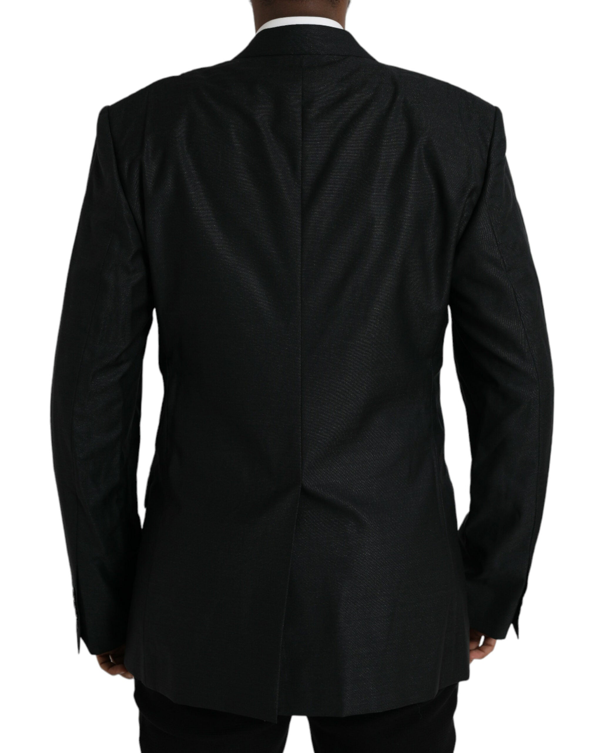 Zwarte wollen single-breasted jasblazer
