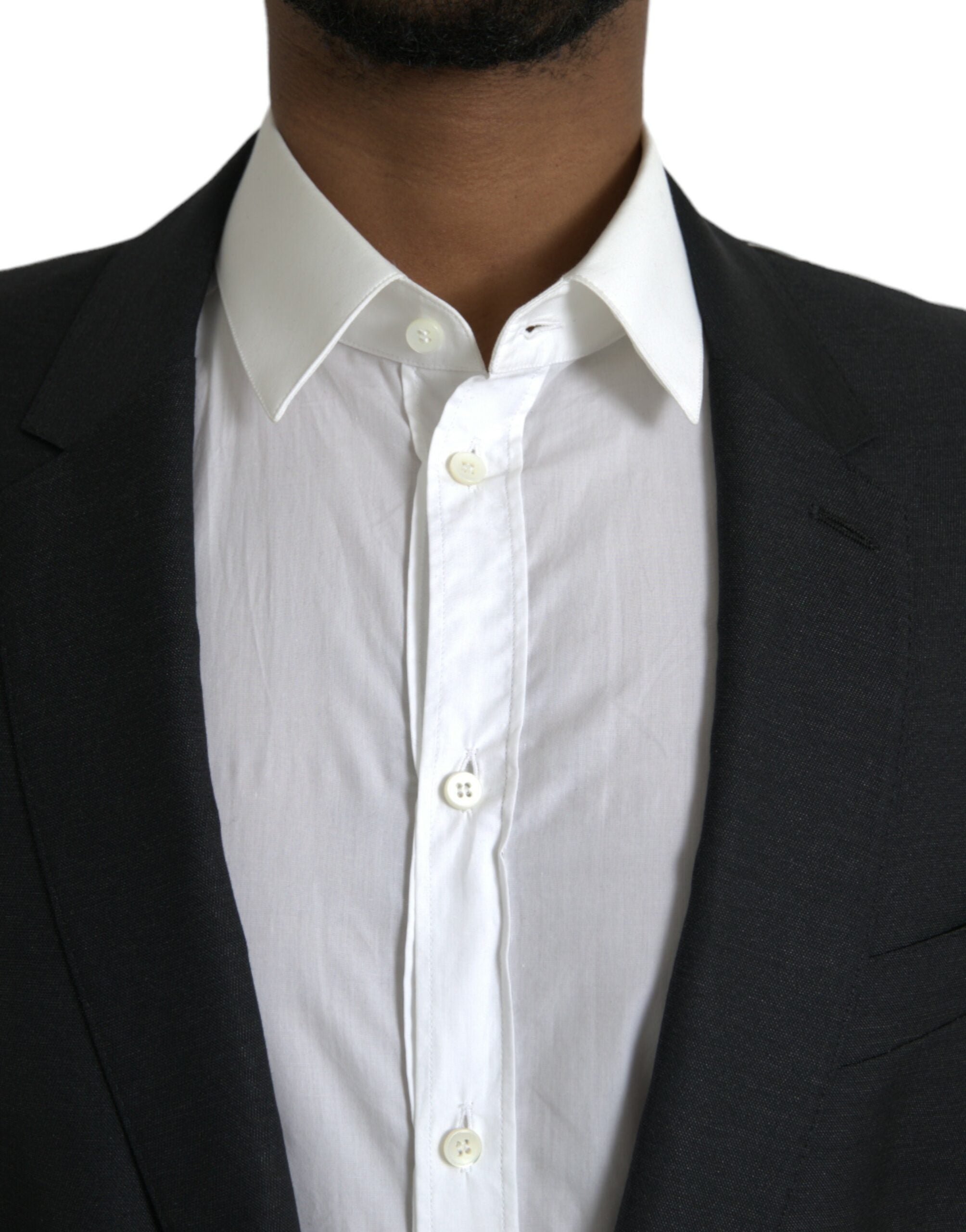Zwarte wollen single-breasted jasblazer