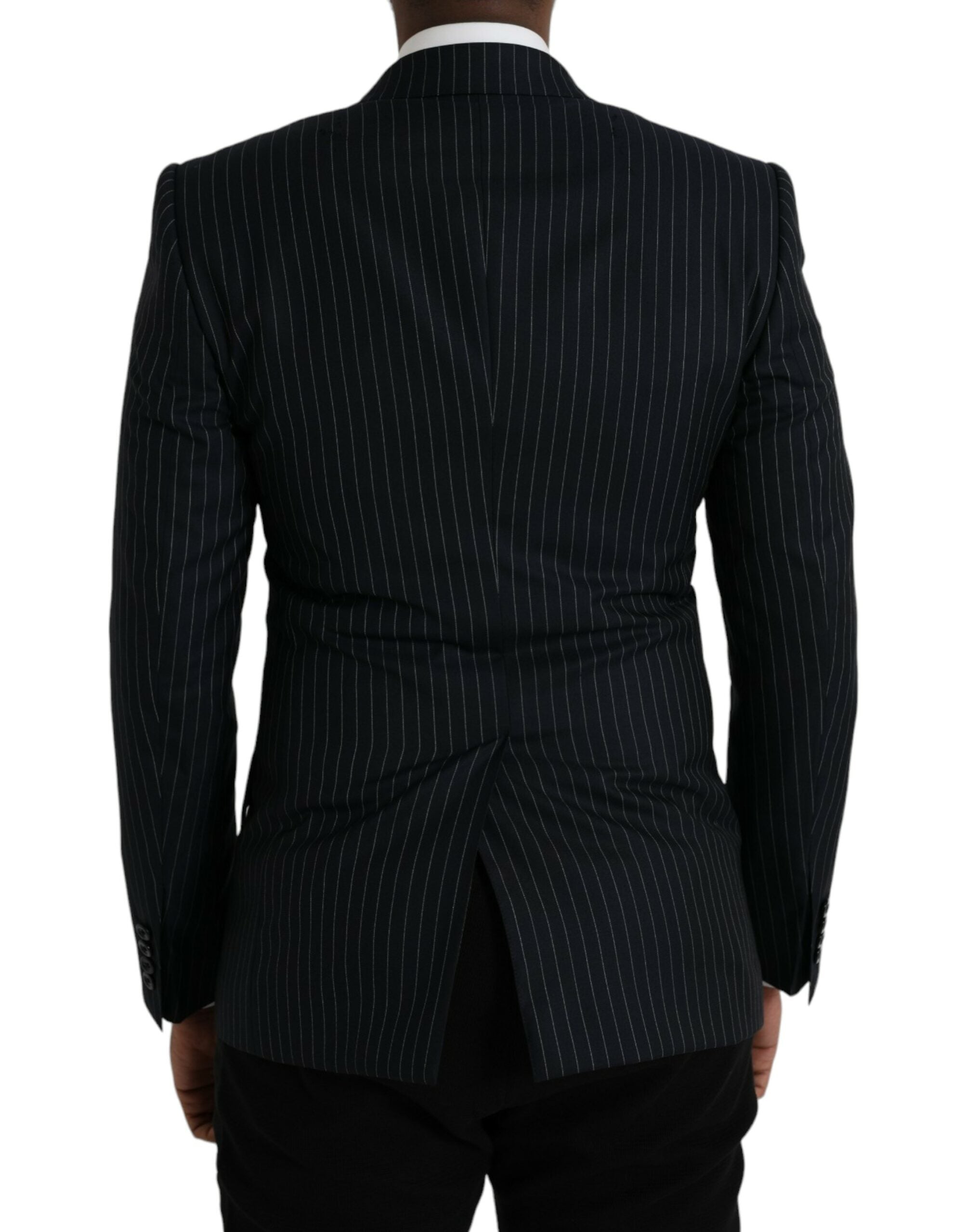 Zwarte SICILIA Double Breasted Blazer met strepen