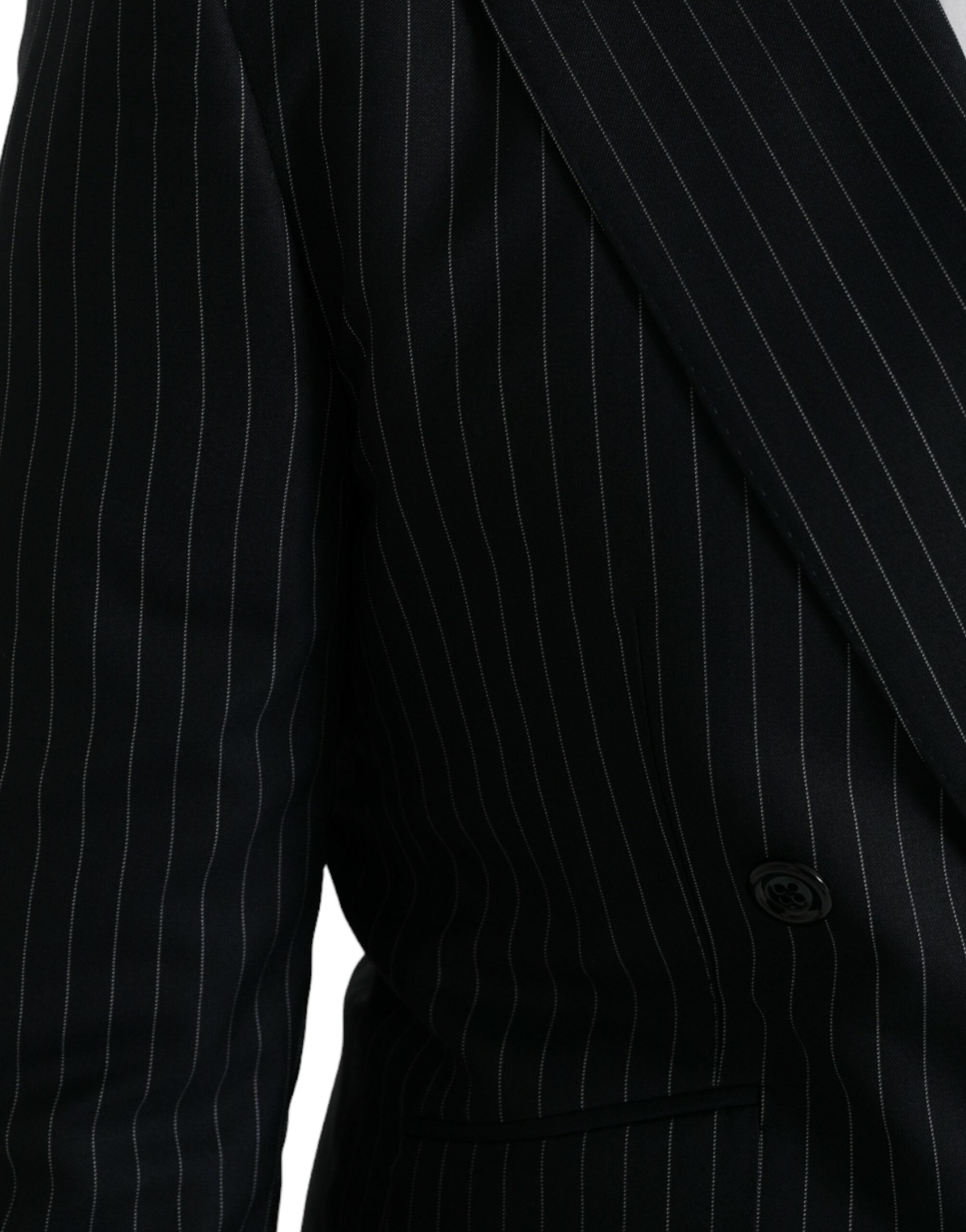 Zwarte SICILIA Double Breasted Blazer met strepen