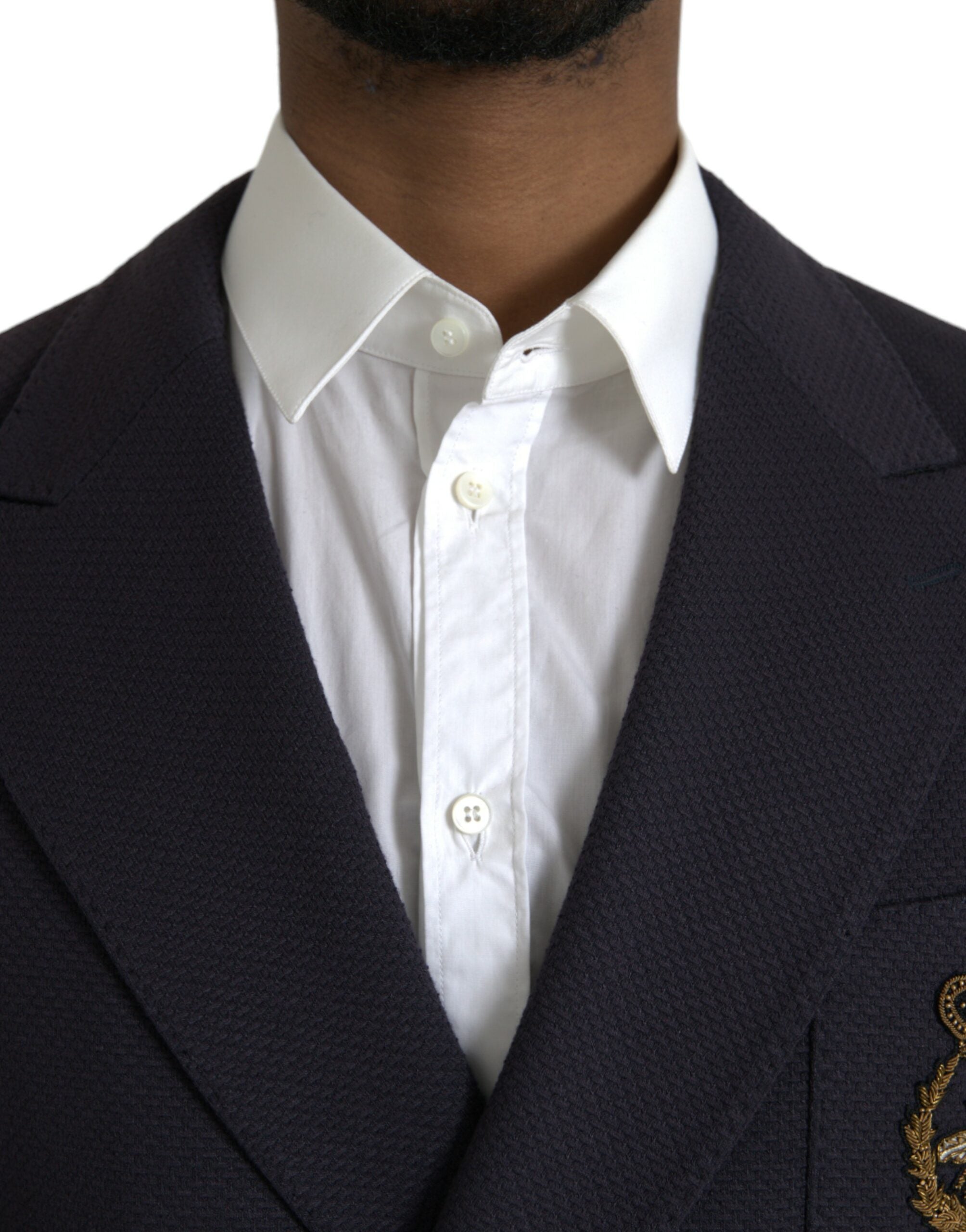 Donkerblauwe Crown Bee Double Breasted Blazer