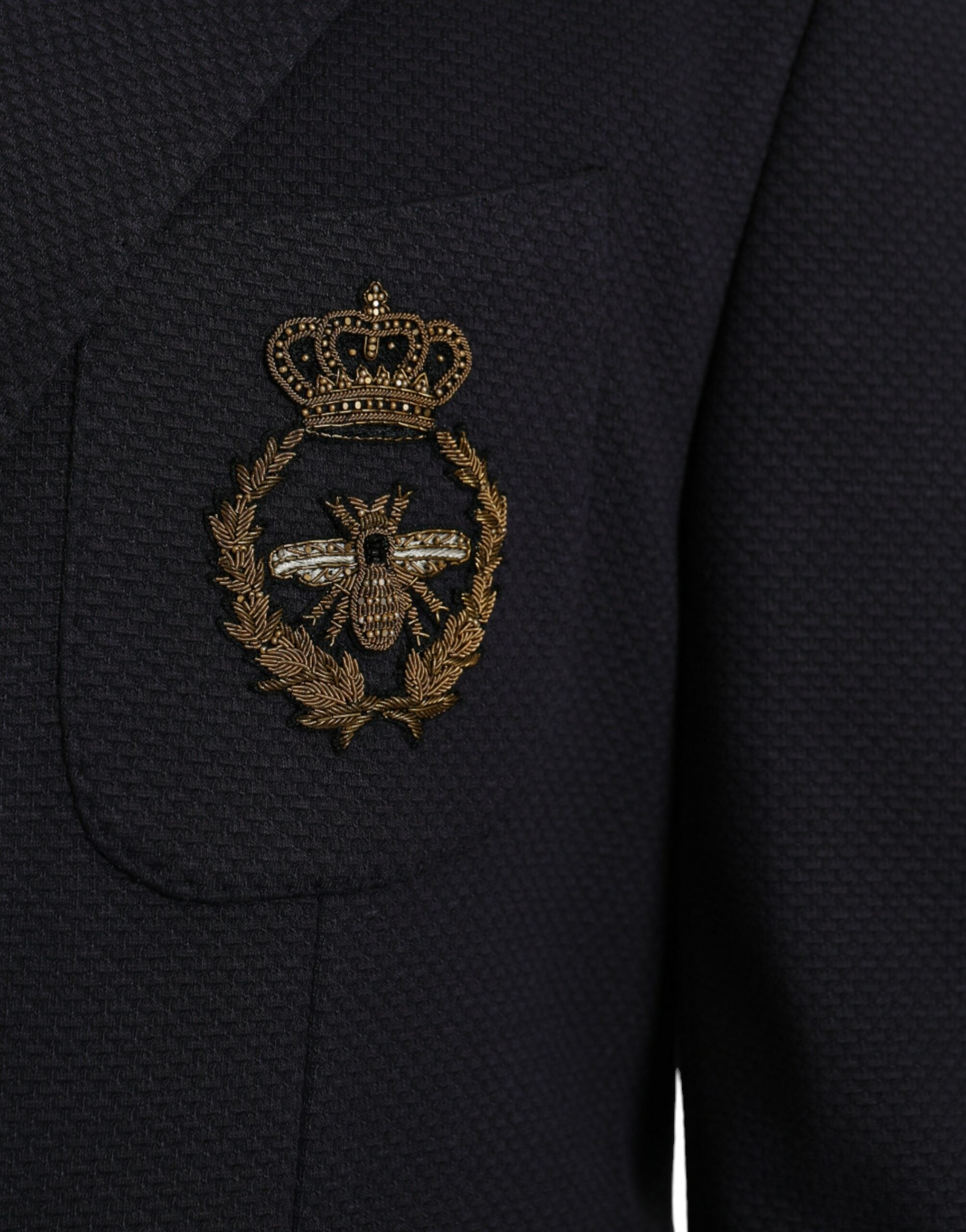 Donkerblauwe Crown Bee Double Breasted Blazer