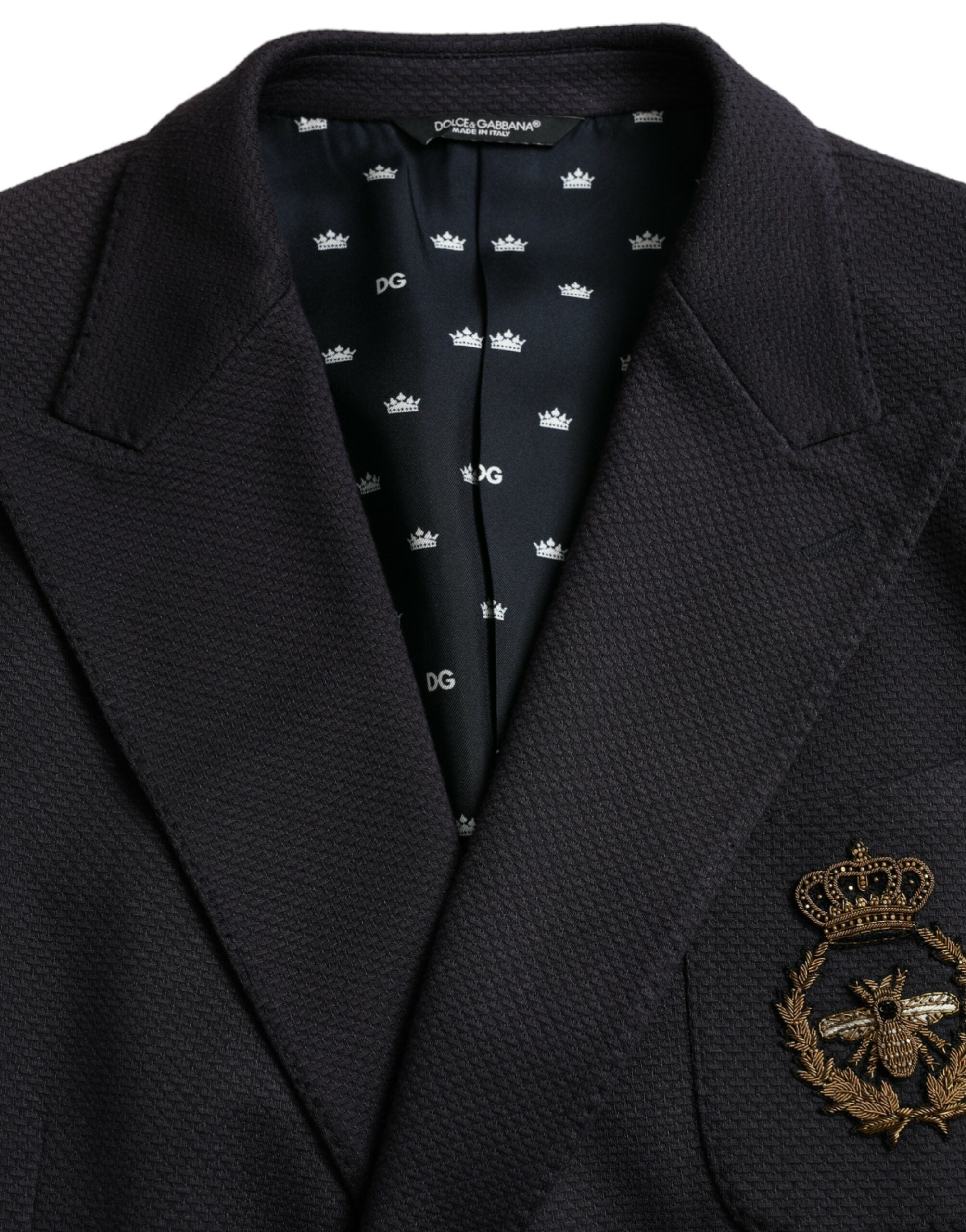 Donkerblauwe Crown Bee Double Breasted Blazer