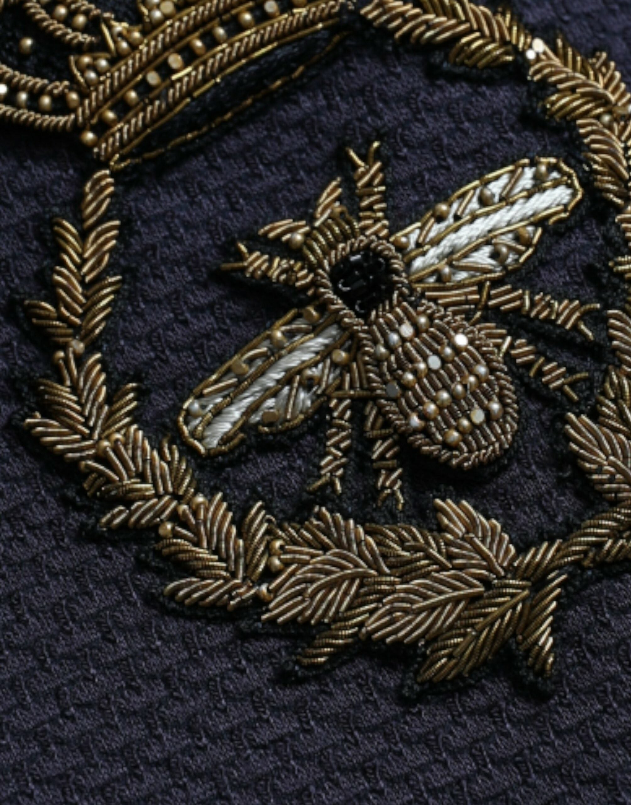 Donkerblauwe Crown Bee Double Breasted Blazer