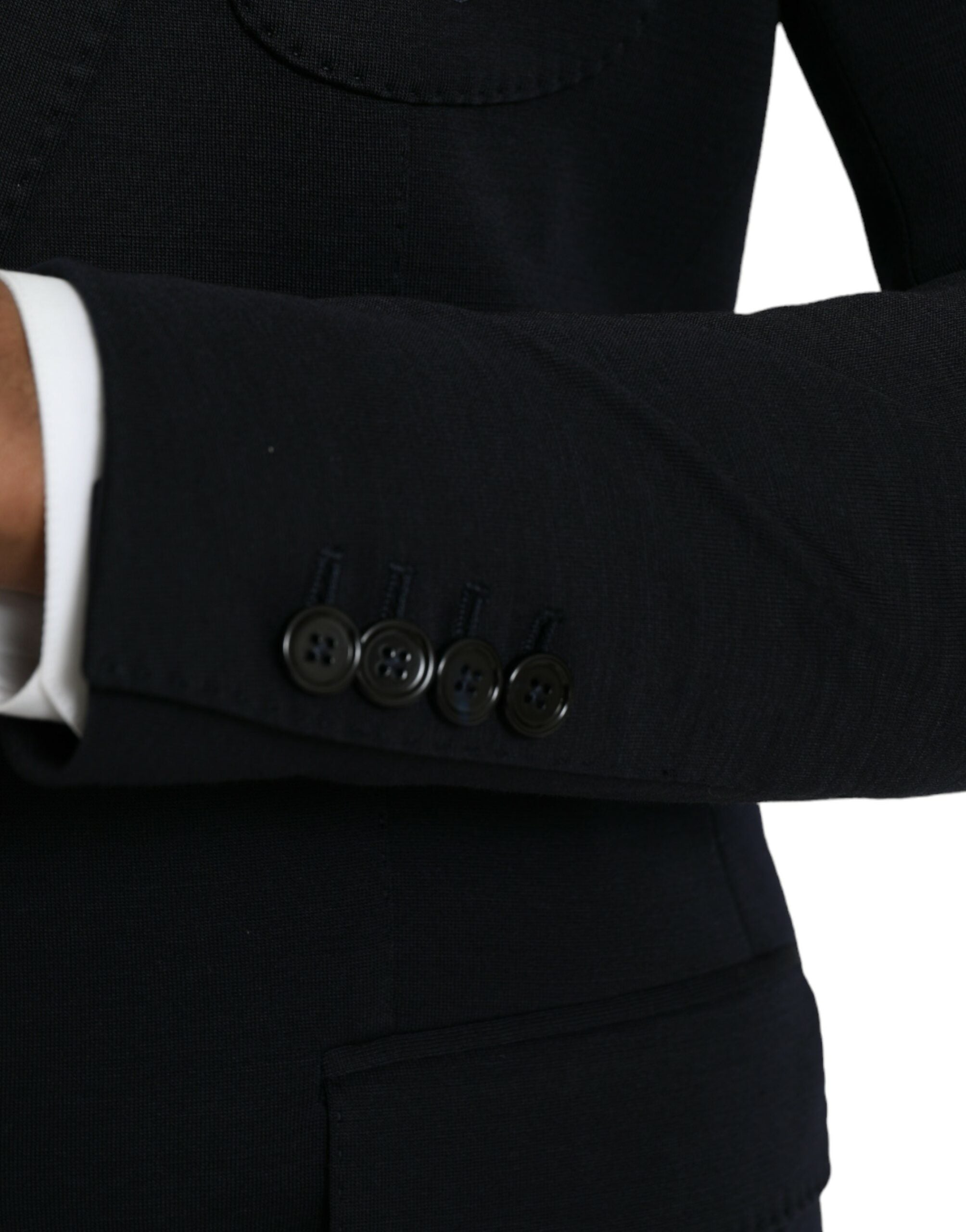 Zwarte wollen single-breasted jasblazer