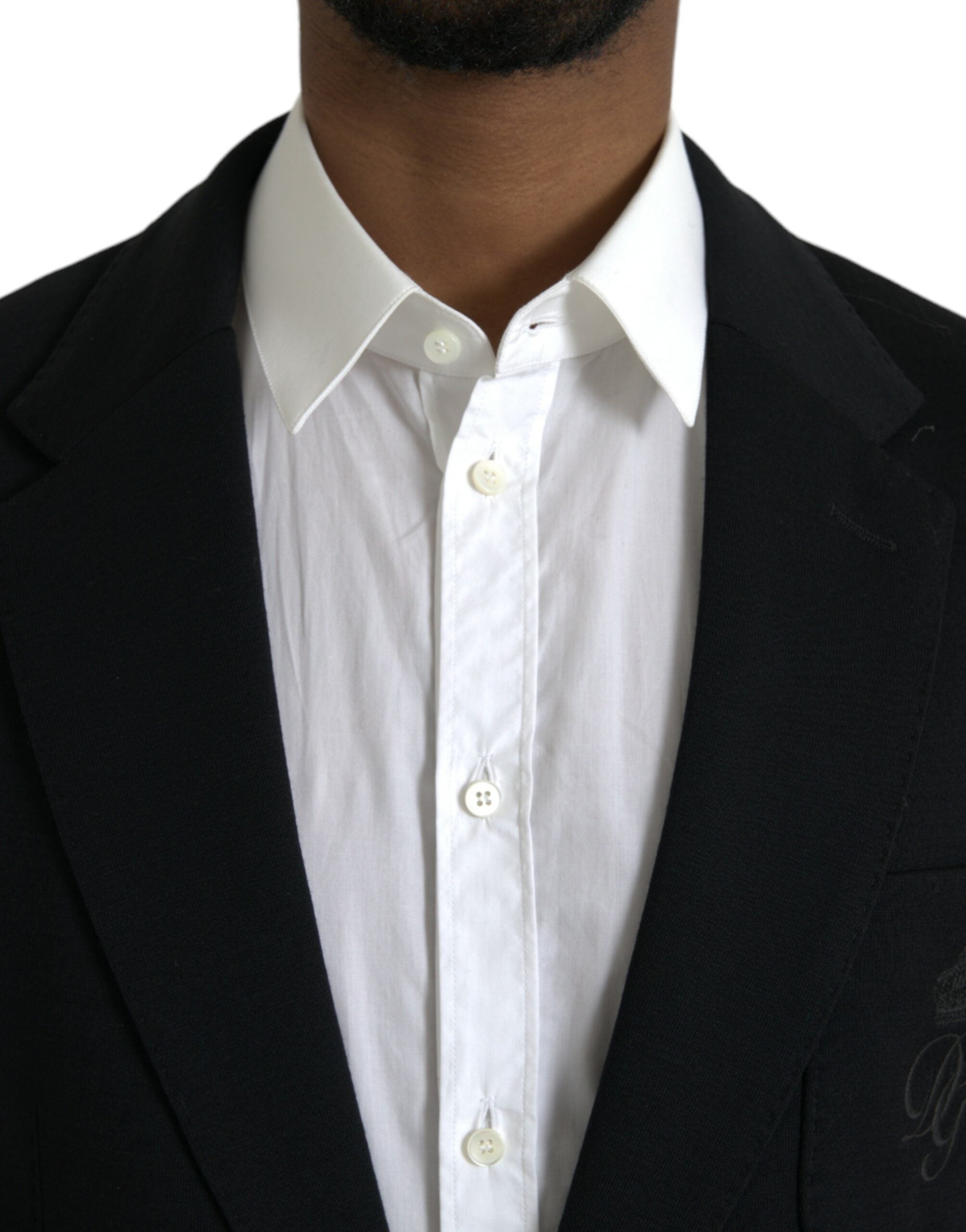 Zwarte wollen single-breasted jasblazer