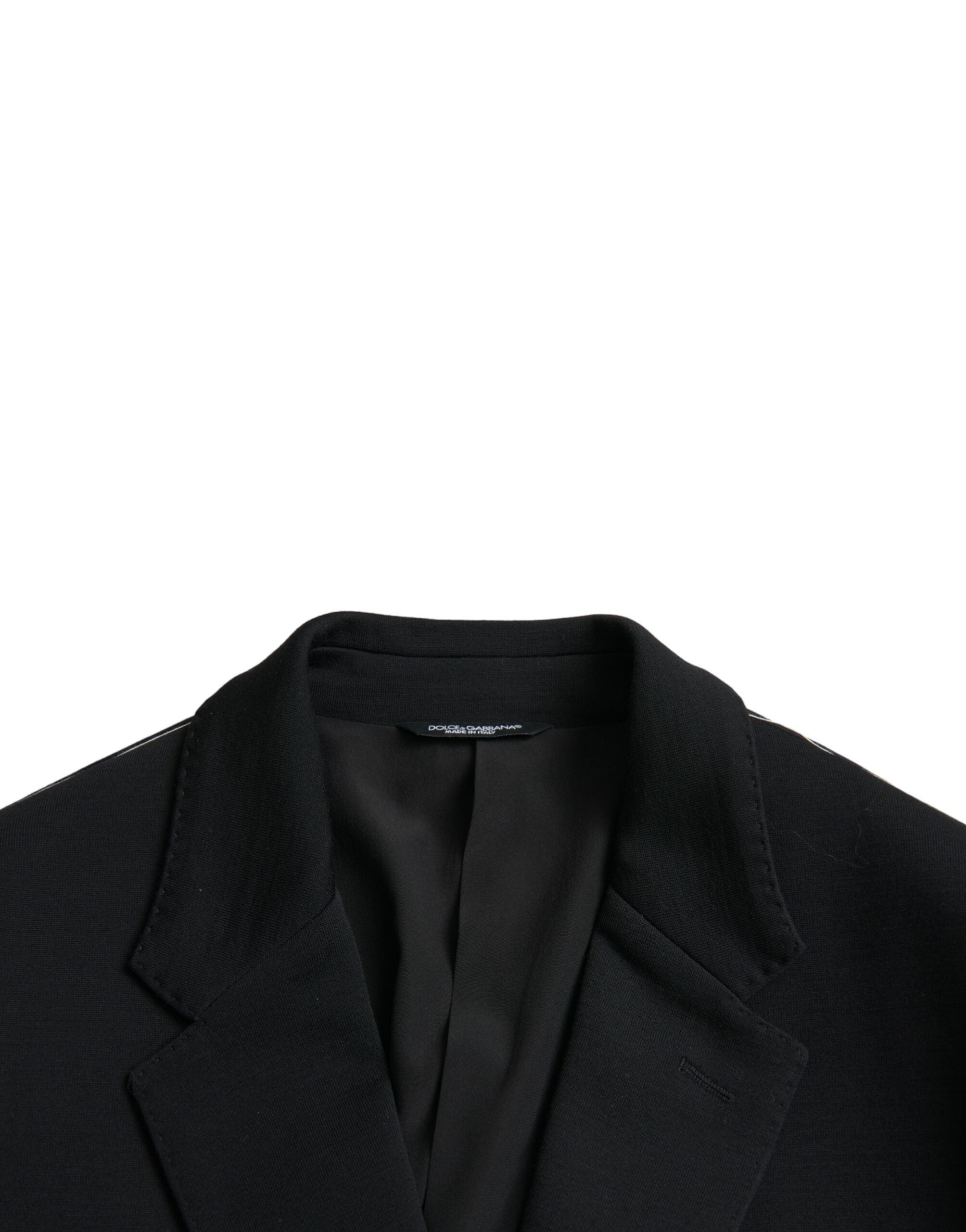 Zwarte wollen single-breasted jasblazer