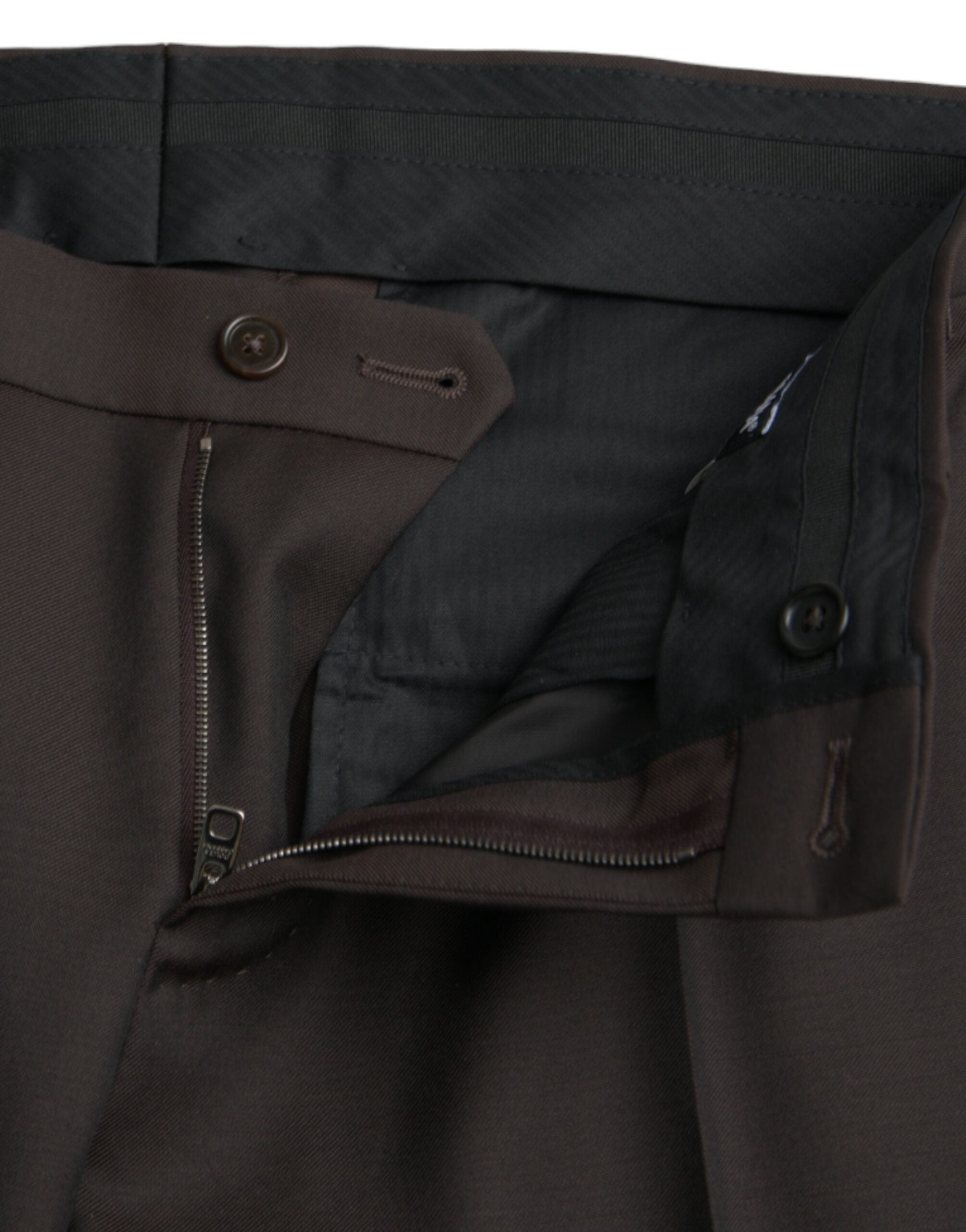 Donkerbruine wollen slim fit formele broek