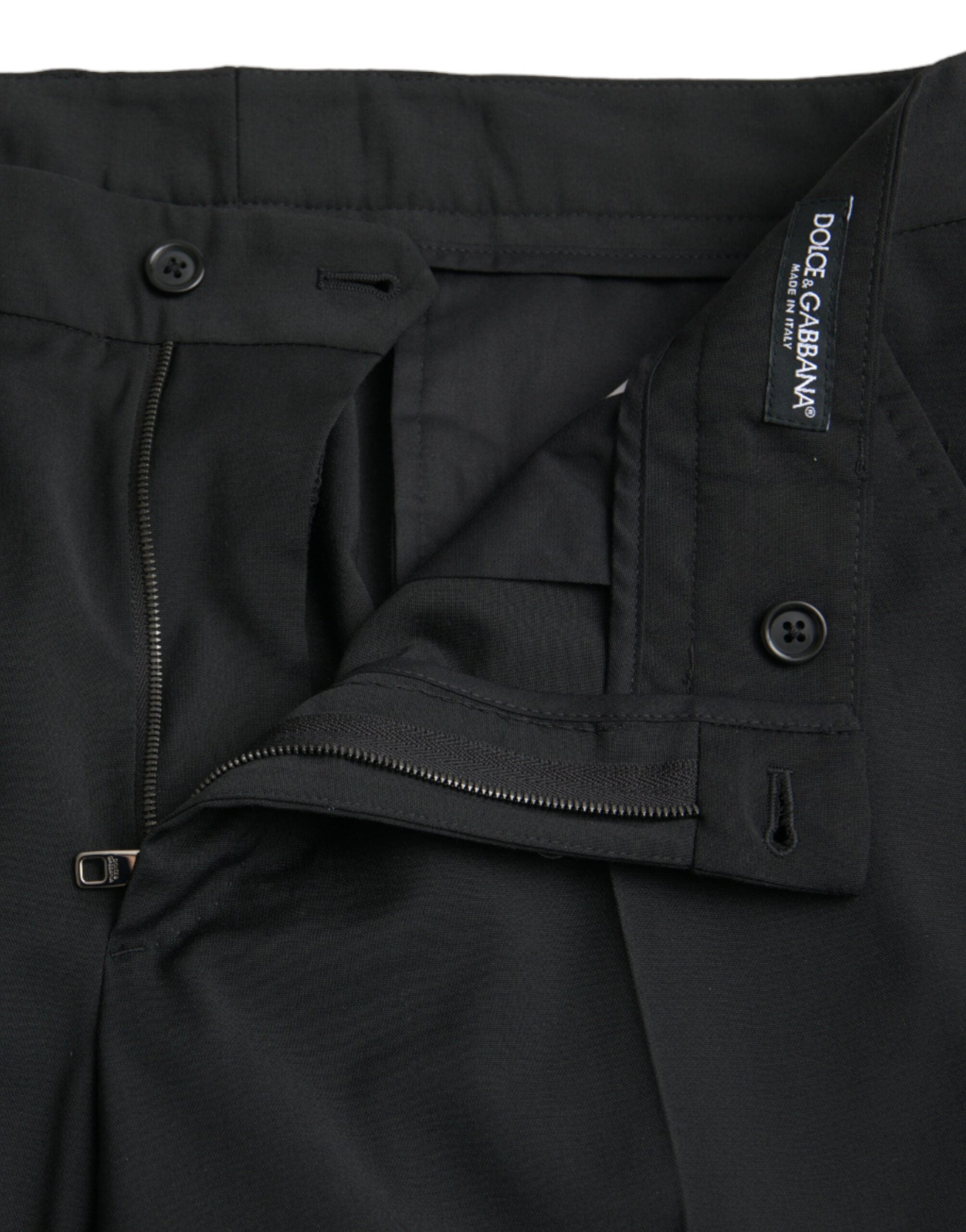Zwarte wollen slimfit formele broek