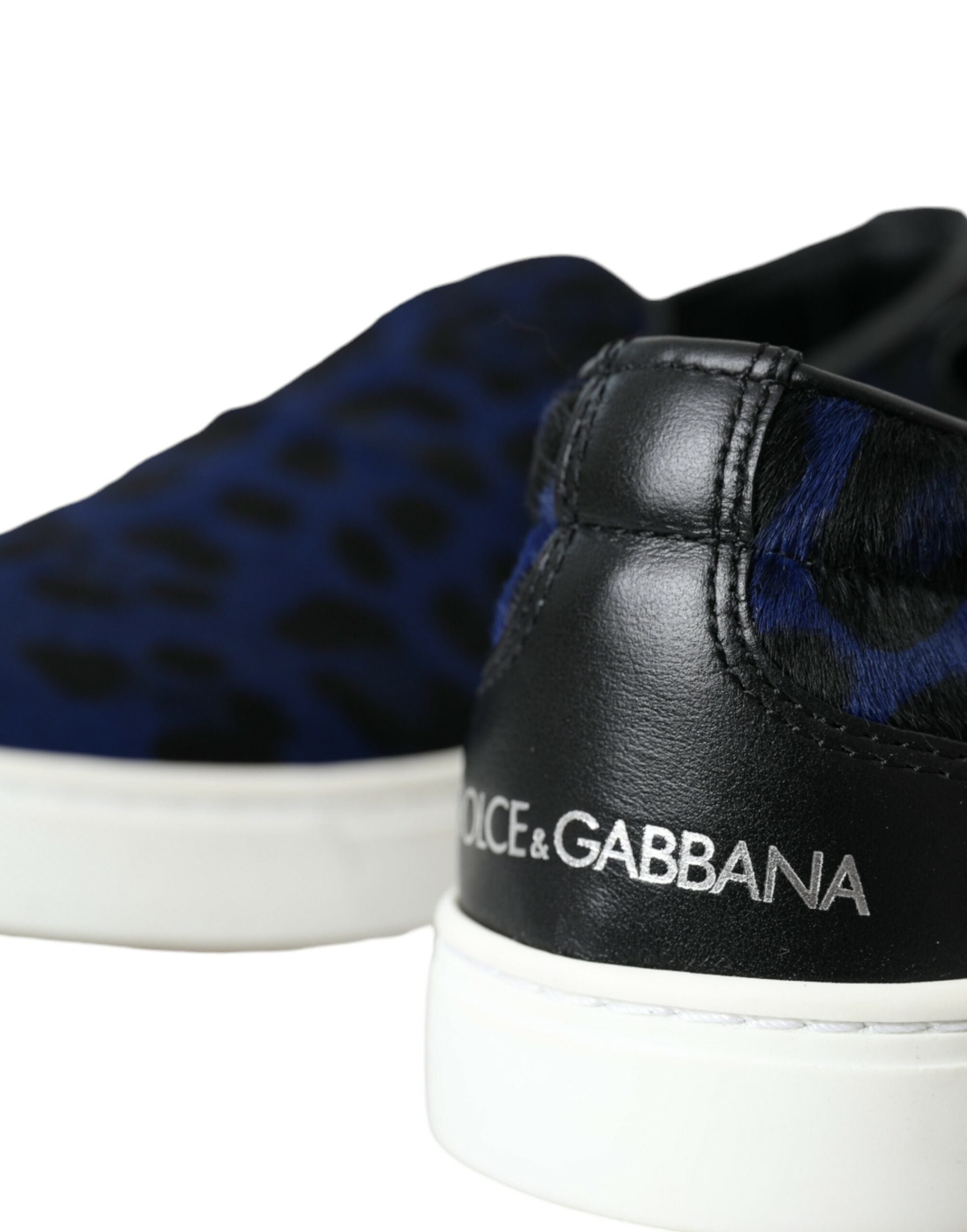 Blauwe kalfsleren luipaardprint sneakers