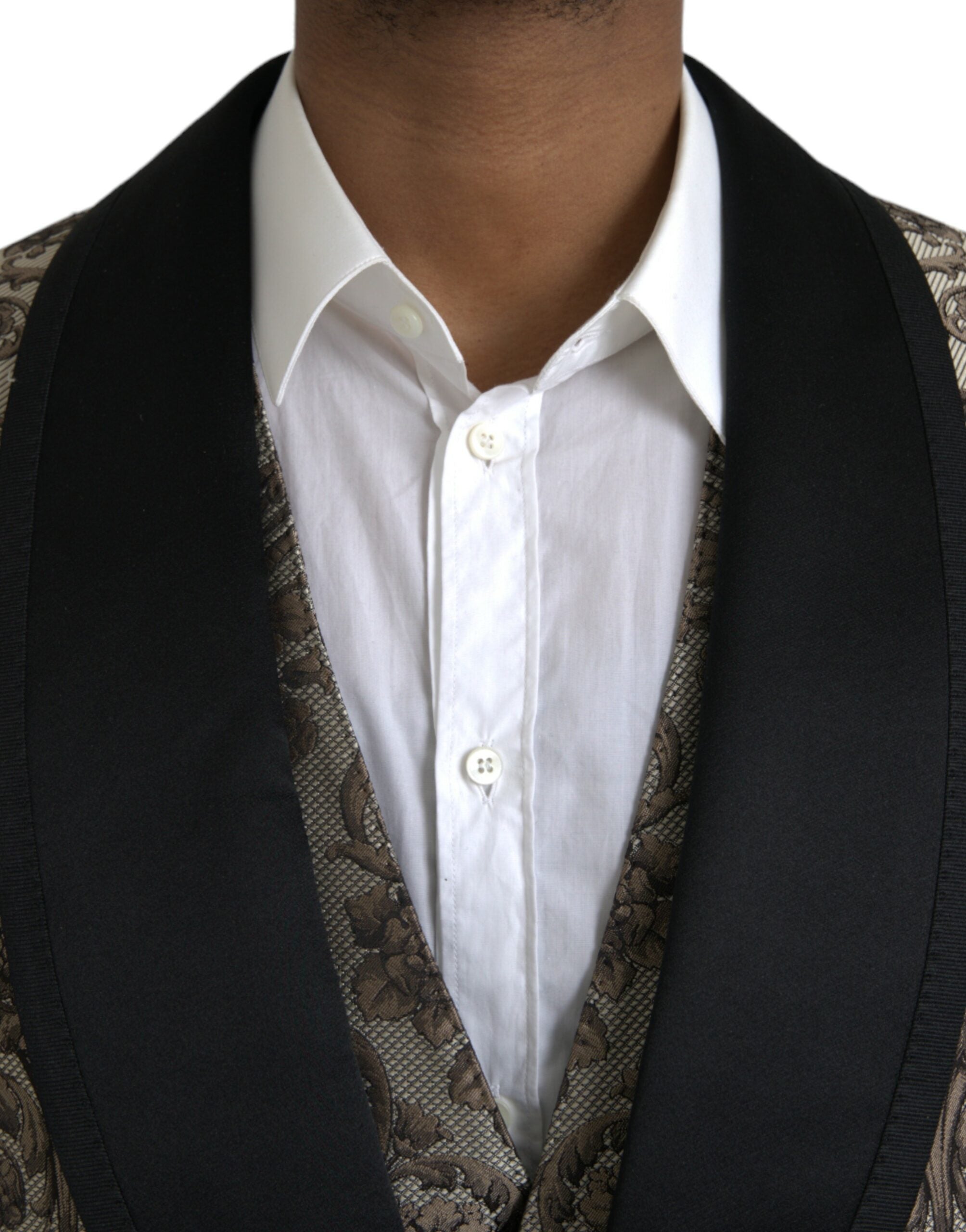 Bruin bloemenjacquard formeel 3-delig pak
