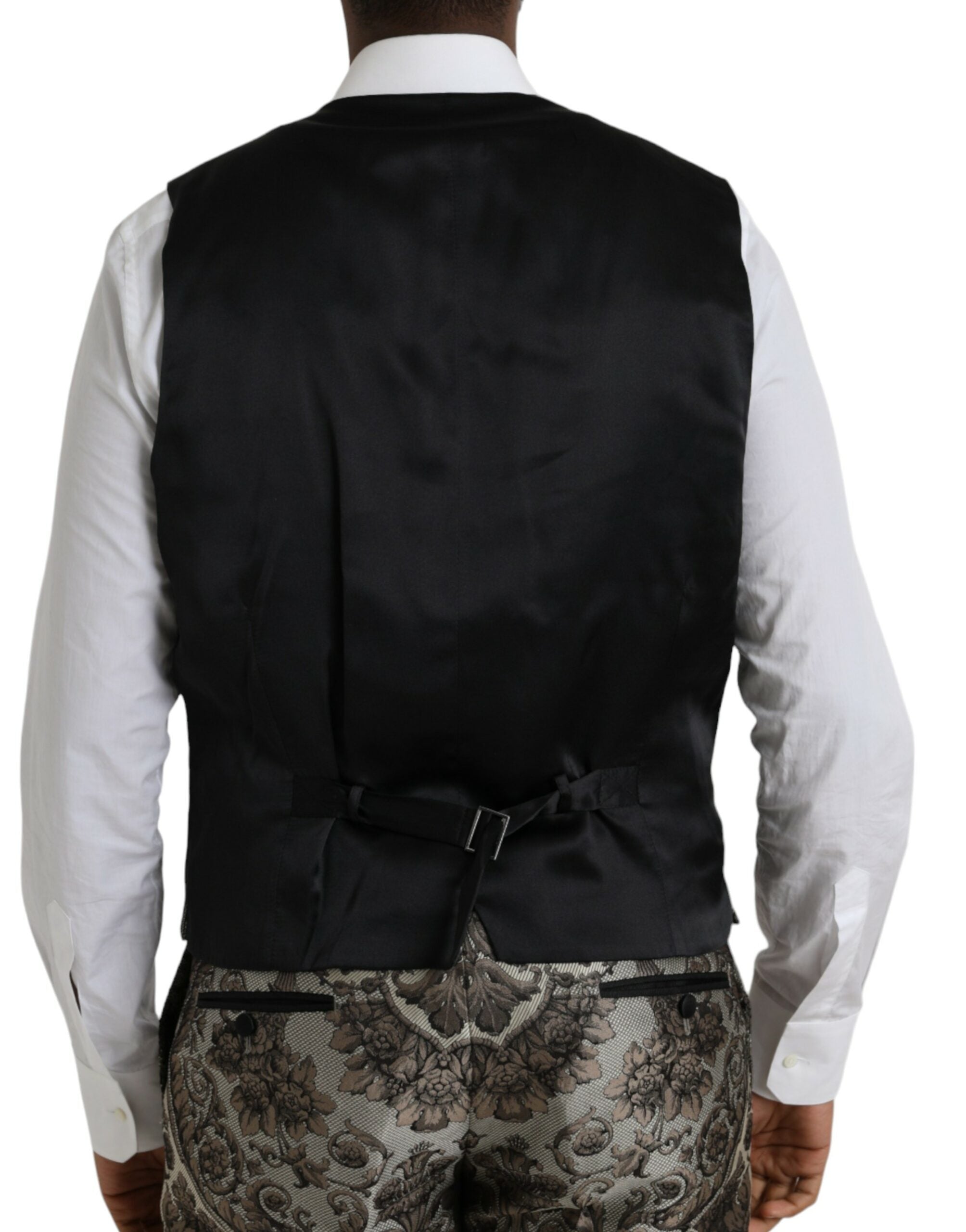 Bruin bloemenjacquard formeel 3-delig pak