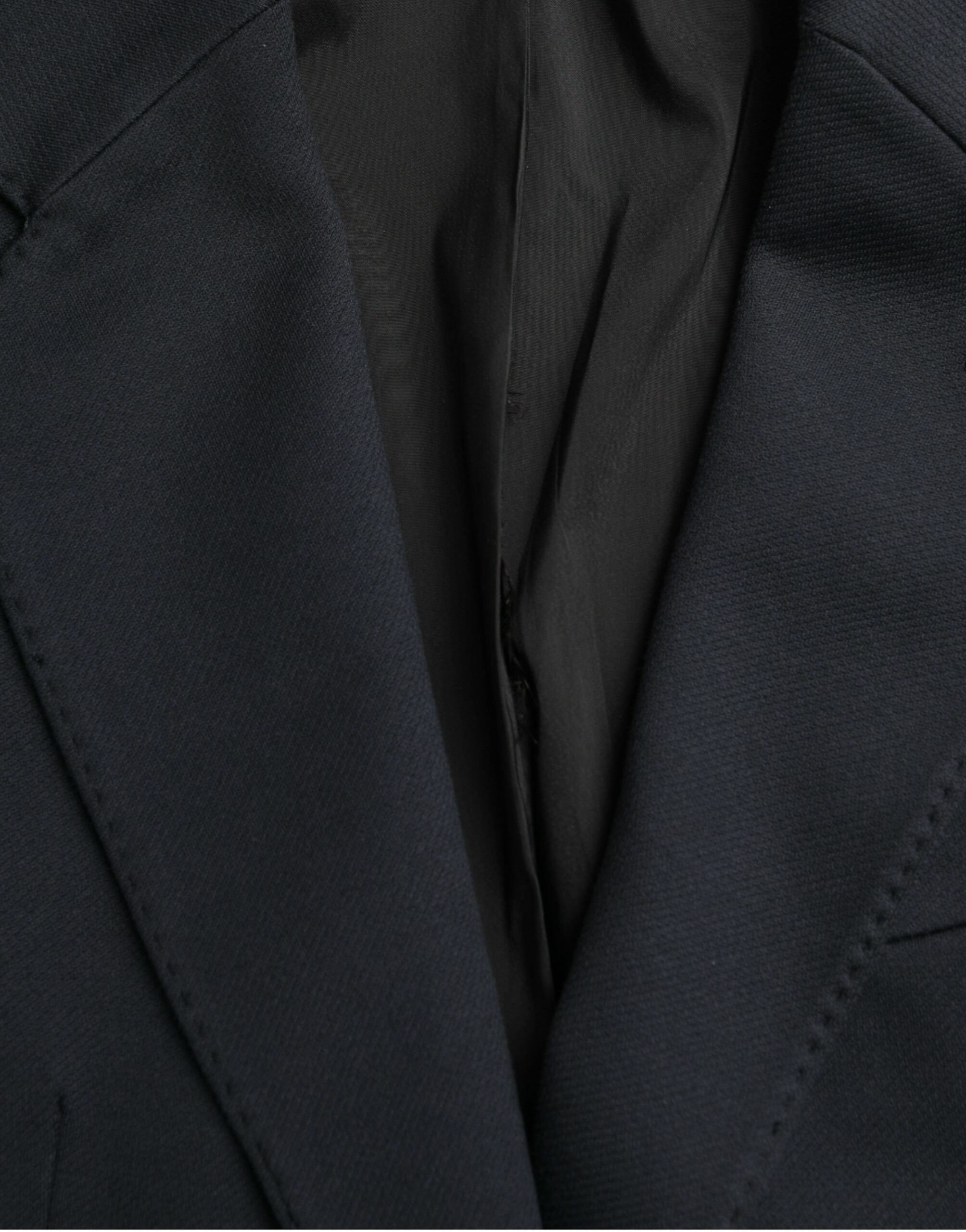 Donkerblauwe katoenen enkelrijsjasblazer