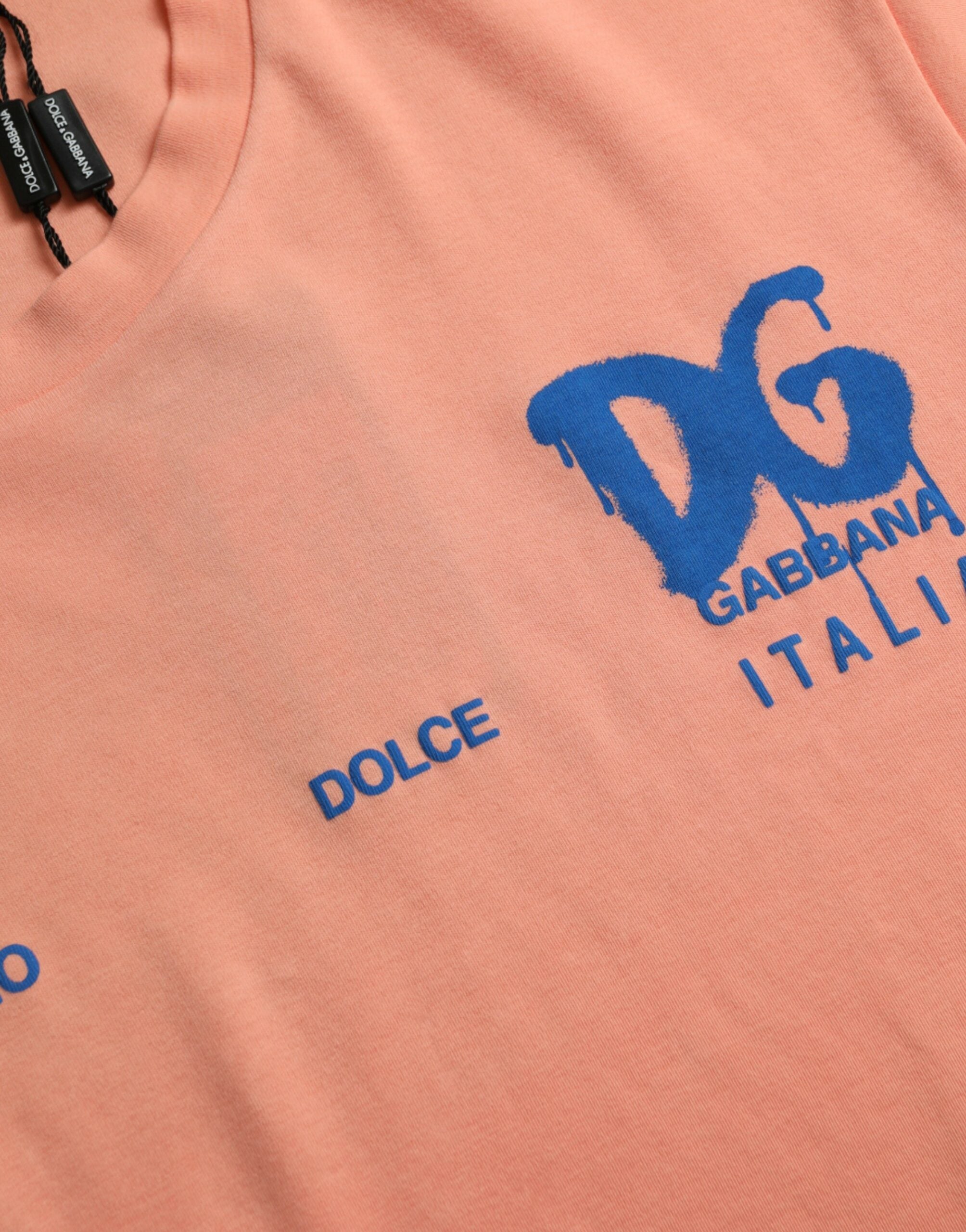 Koraal katoenen T-shirt met logoprint en korte mouwen