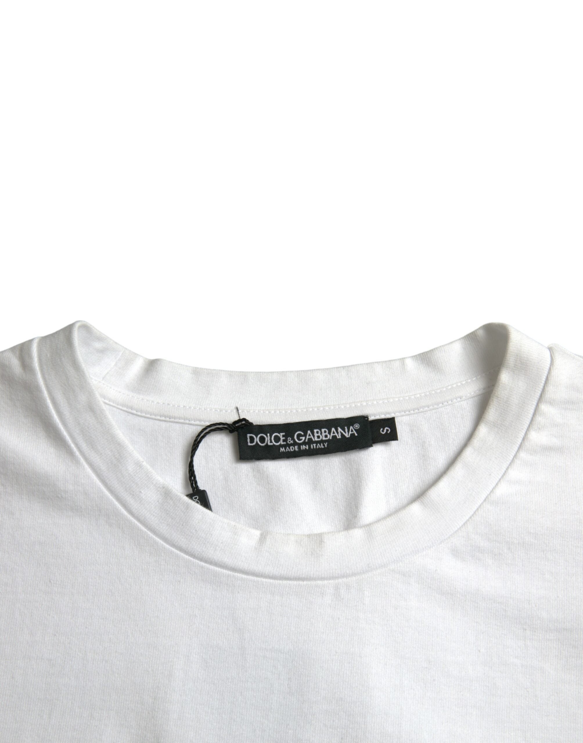 Wit Amor Heart katoenen T-shirt met ronde hals en korte mouwen