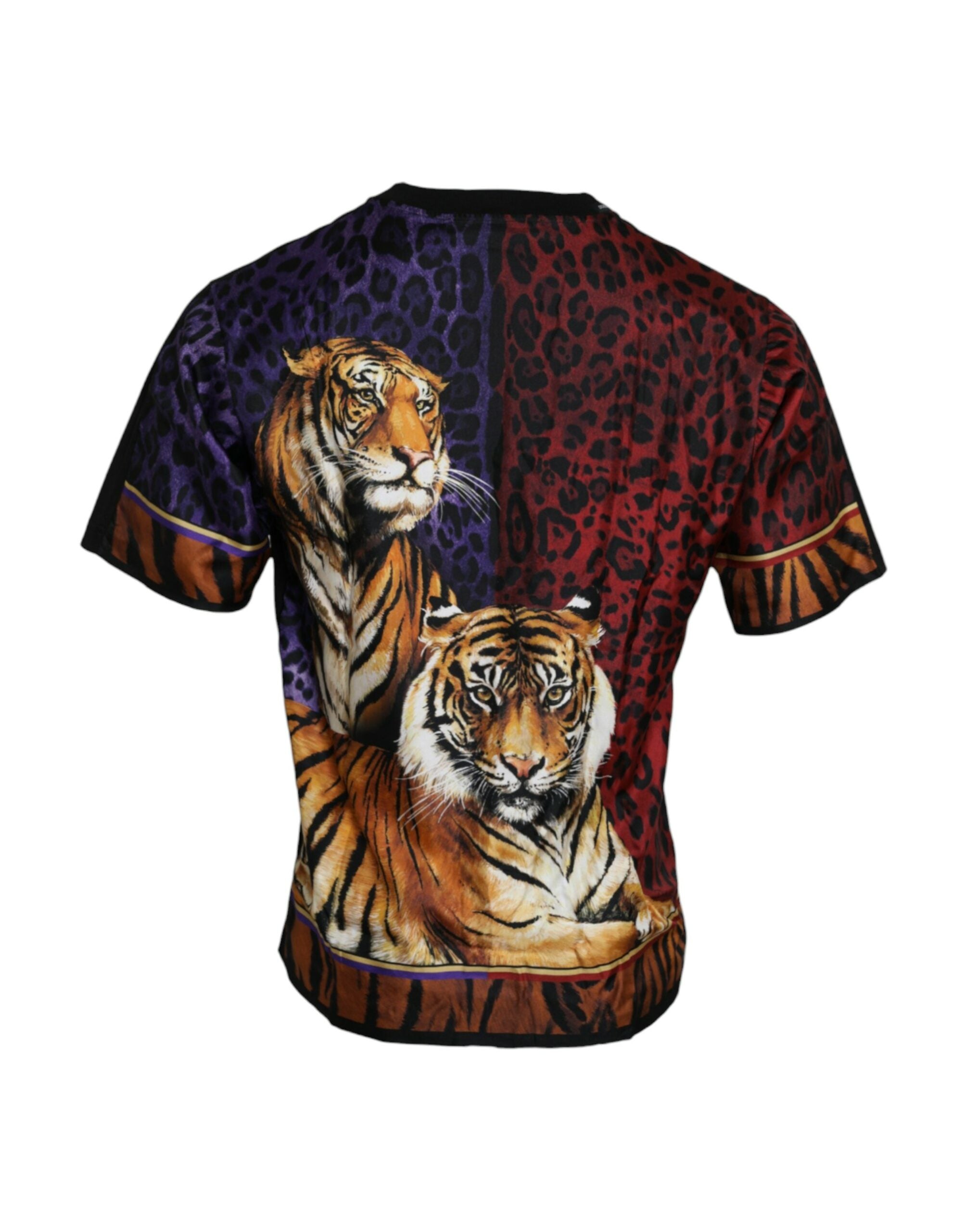 Multicolor T-shirt met korte mouwen van katoen met tijgerprint
