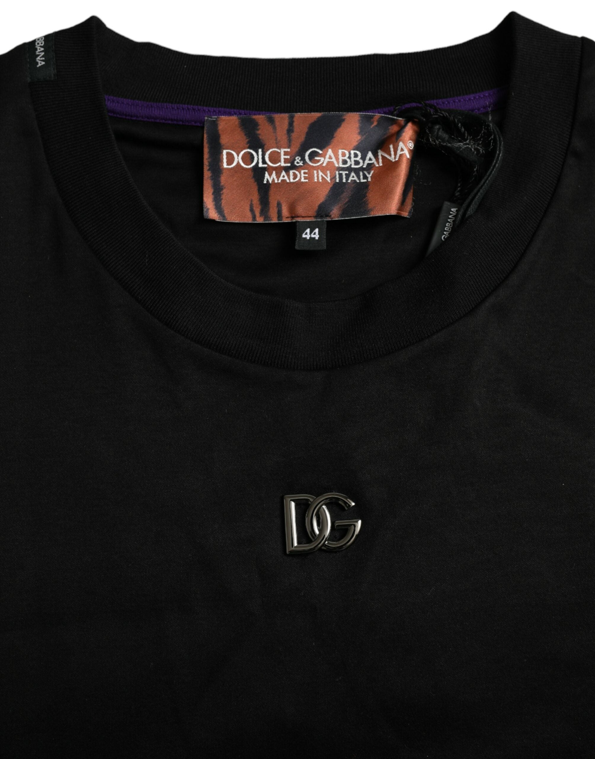Multicolor T-shirt met korte mouwen van katoen met tijgerprint