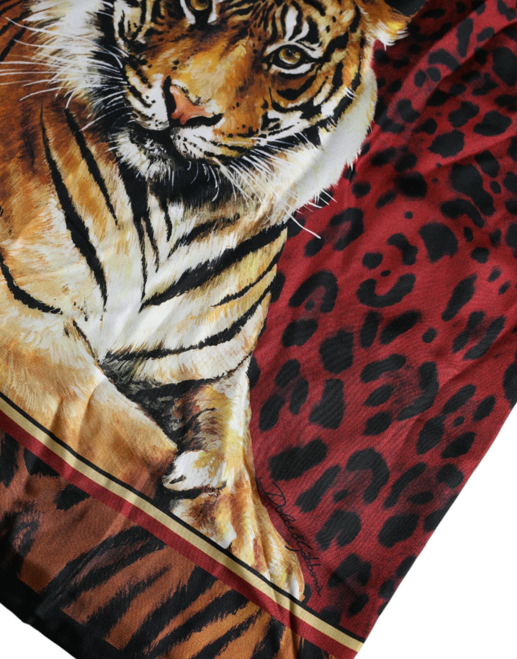 Multicolor T-shirt met korte mouwen van katoen met tijgerprint