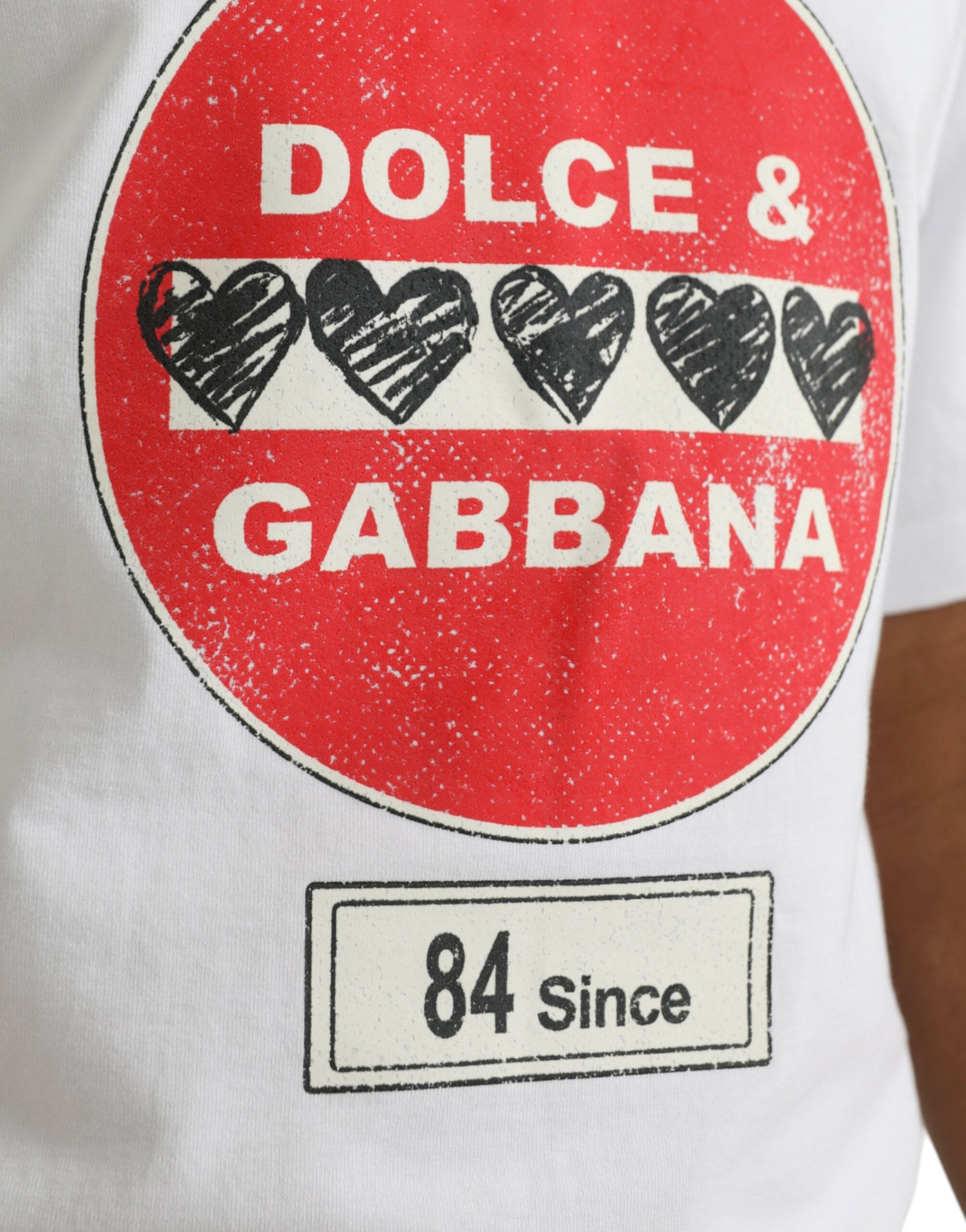 Wit Amor Heart katoenen T-shirt met ronde hals en korte mouwen
