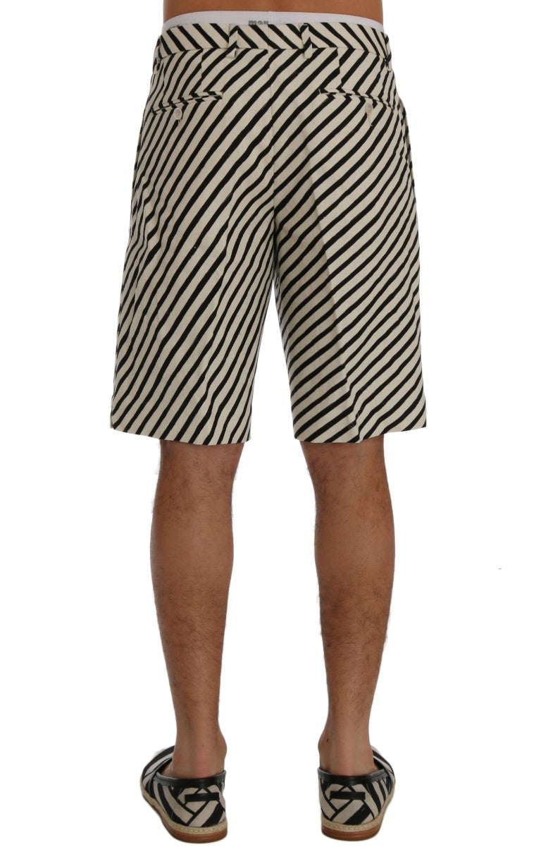 Wit-zwart gestreepte hennep casual shorts