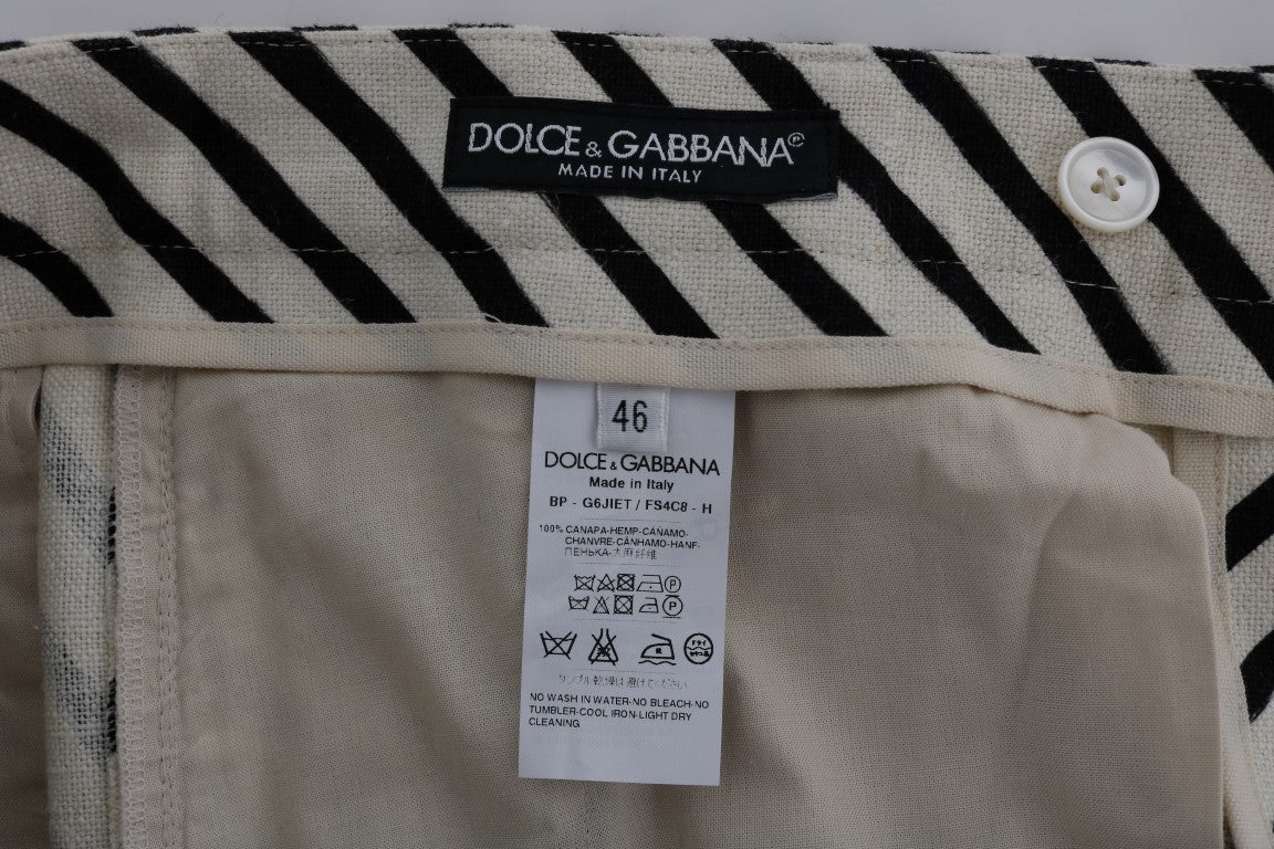Wit-zwart gestreepte hennep casual shorts
