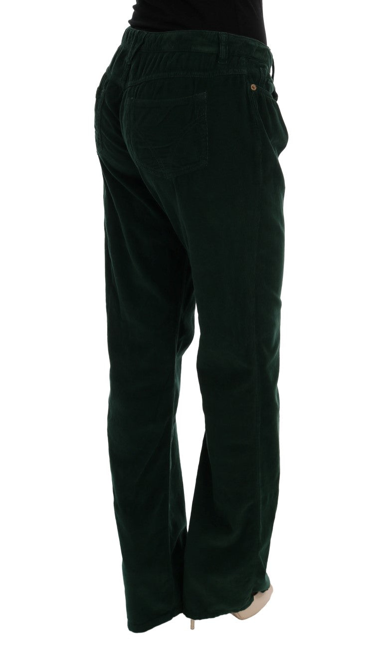 Groene katoenen corduroy jeans
