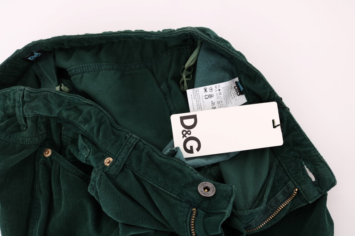 Groene katoenen corduroy jeans