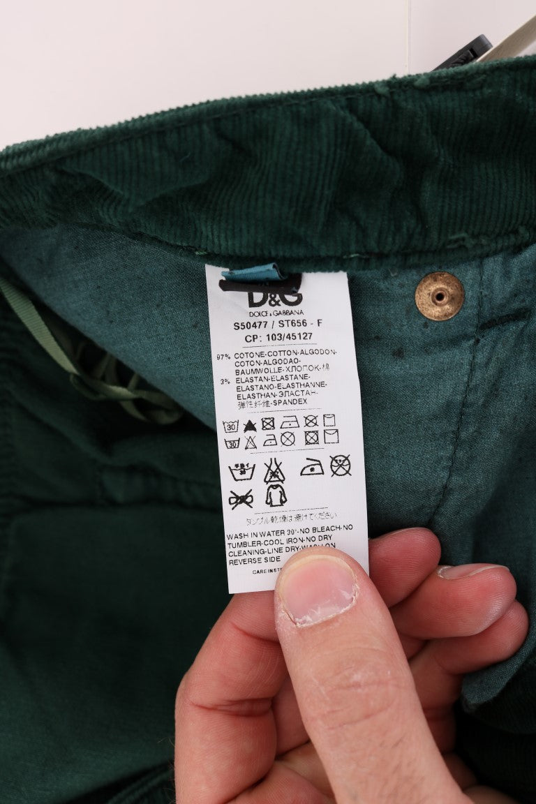Groene katoenen corduroy jeans