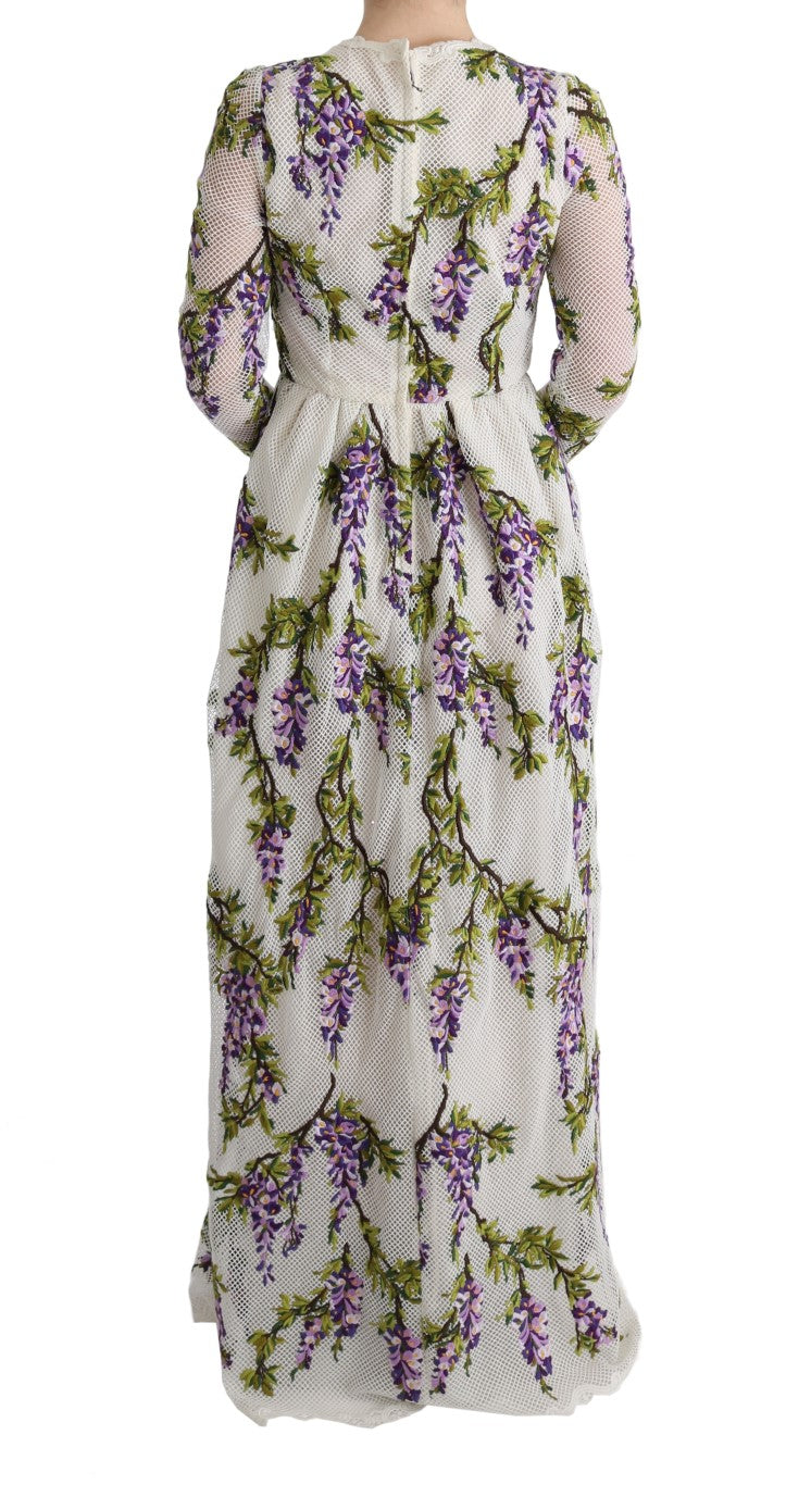 Witte maxi-jurk met geborduurde bloemen