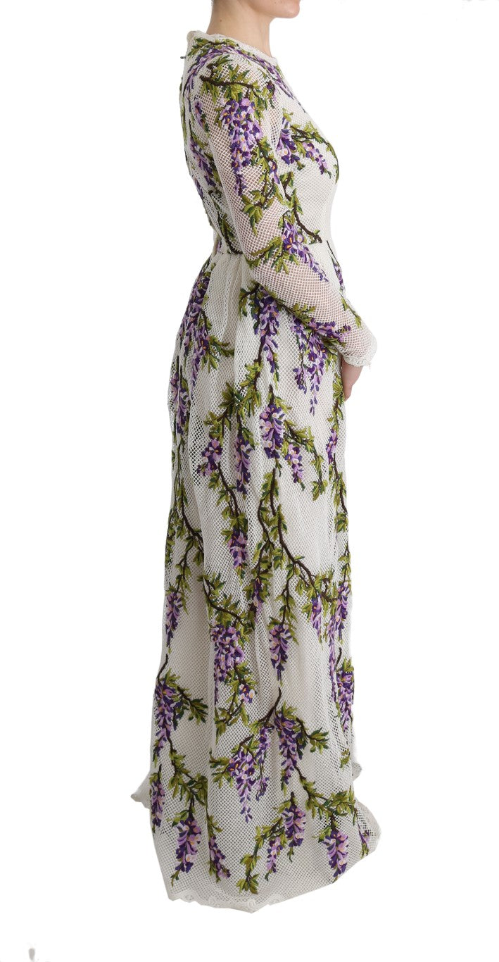 Witte maxi-jurk met geborduurde bloemen