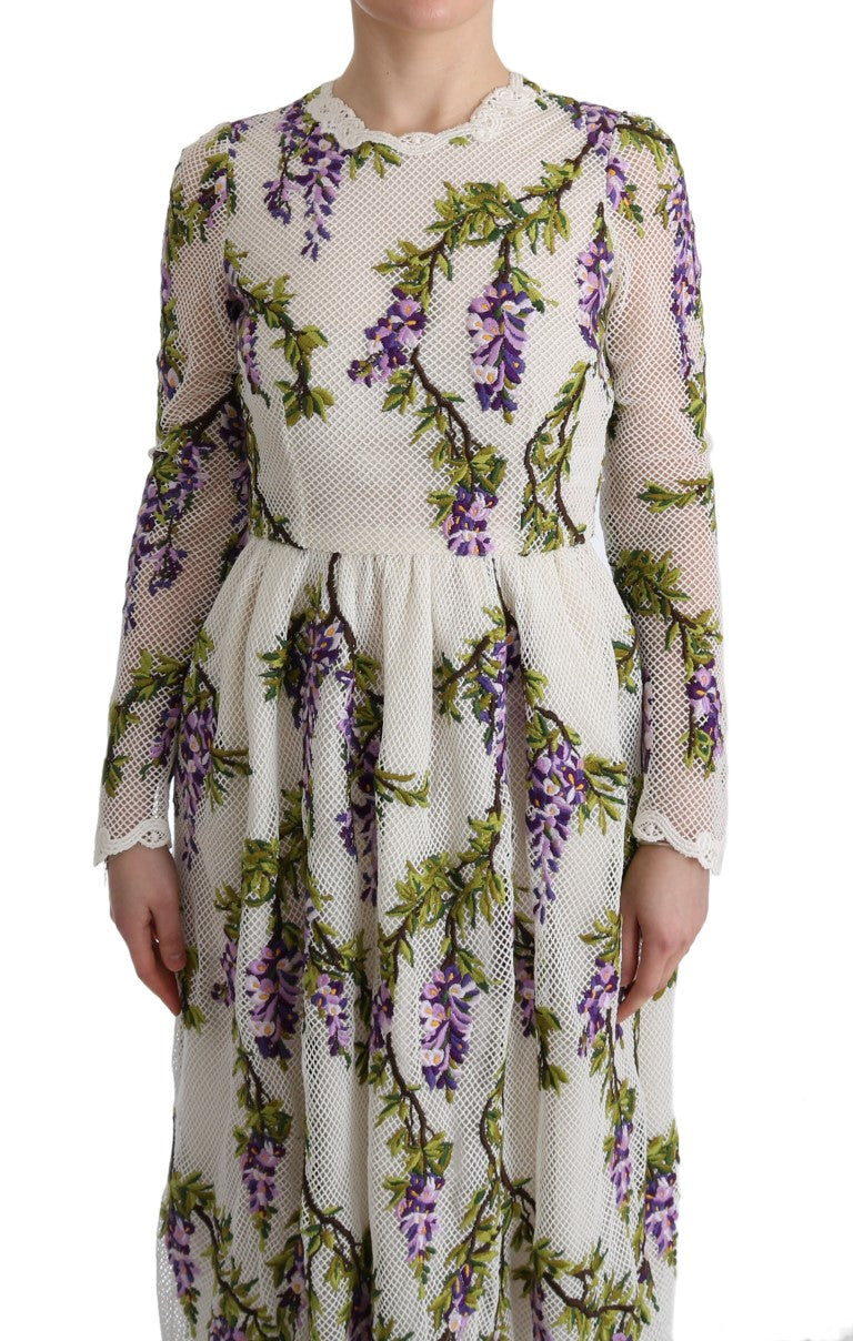 Witte maxi-jurk met geborduurde bloemen