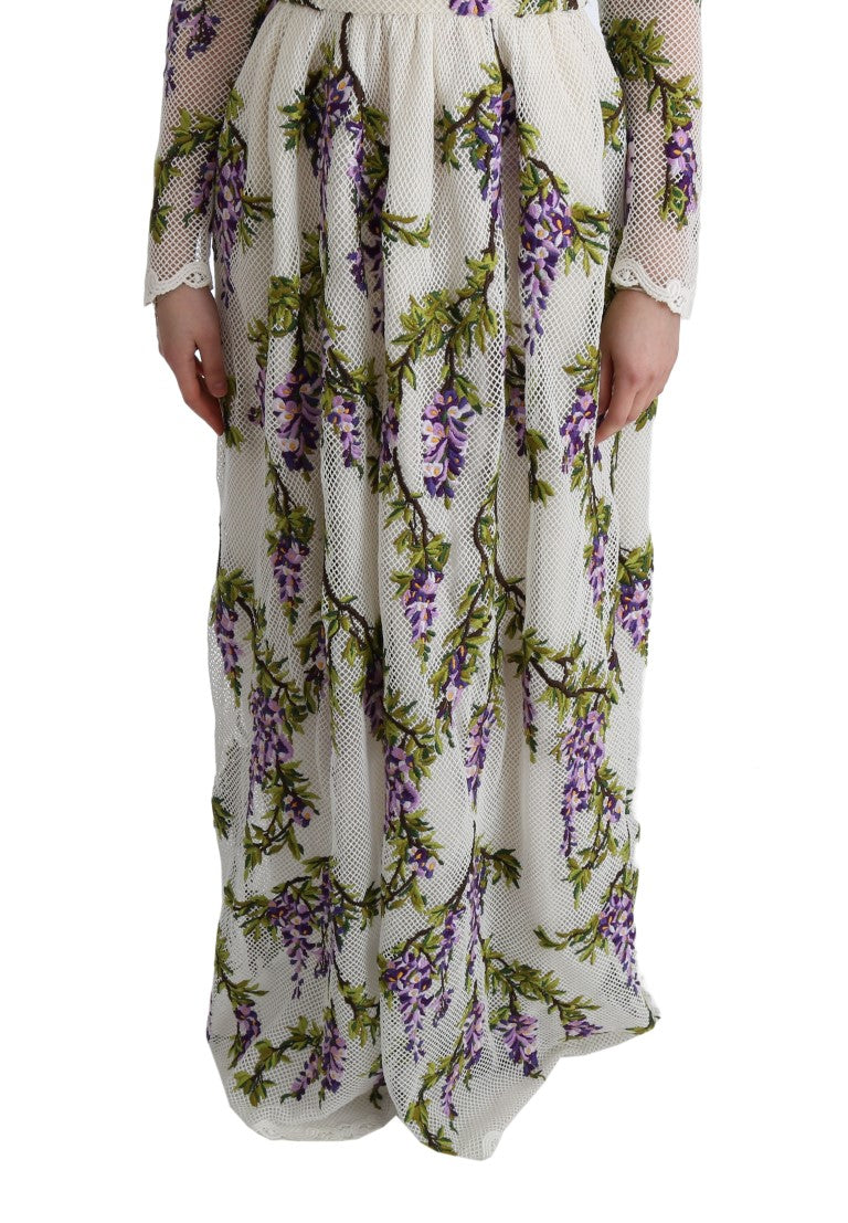 Witte maxi-jurk met geborduurde bloemen