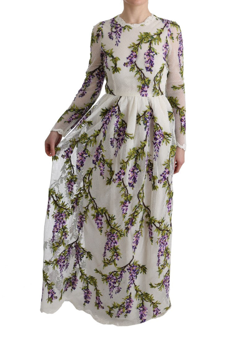 Witte maxi-jurk met geborduurde bloemen
