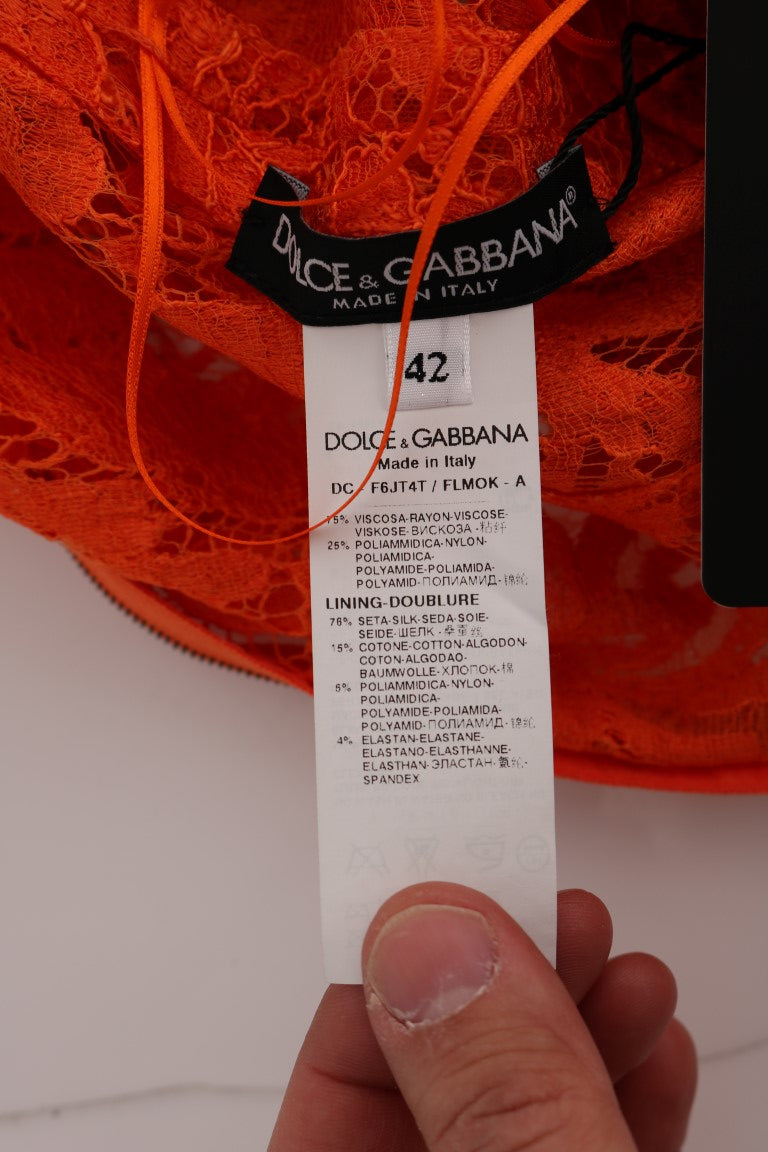 Oranje bloemen Ricamo schede lange jurk