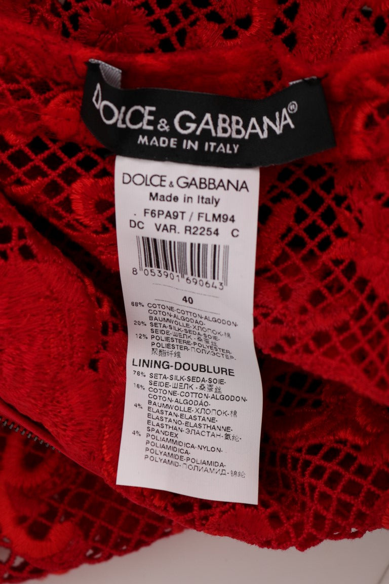 Rode bloemen Ricamo schede lange jurk