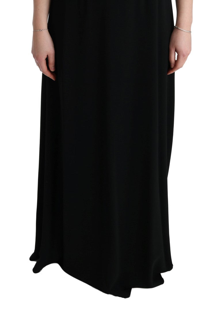 Zwarte stretch shift lange maxi-jurk