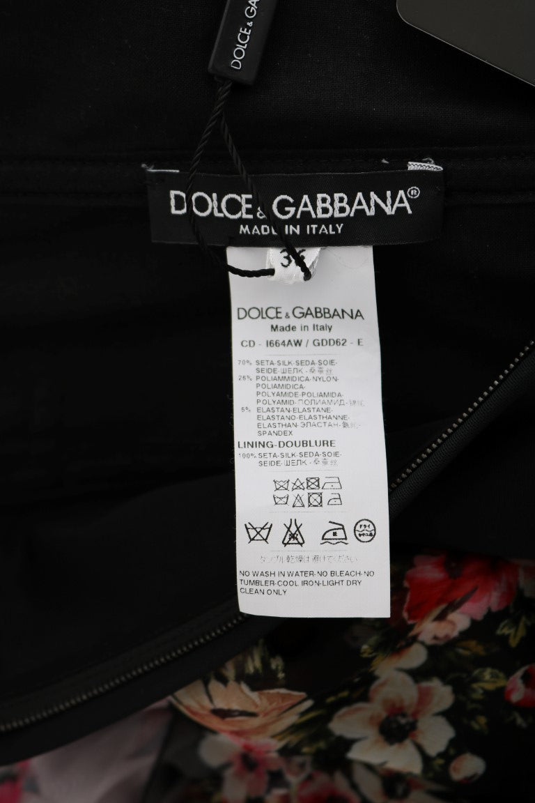 Multicolor zijden stretch bloemen shift lange jurk