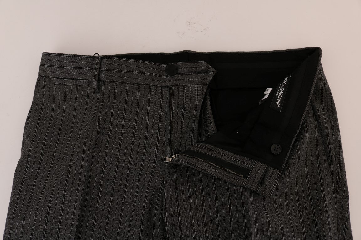 Grijze wollen gestreepte formele broek