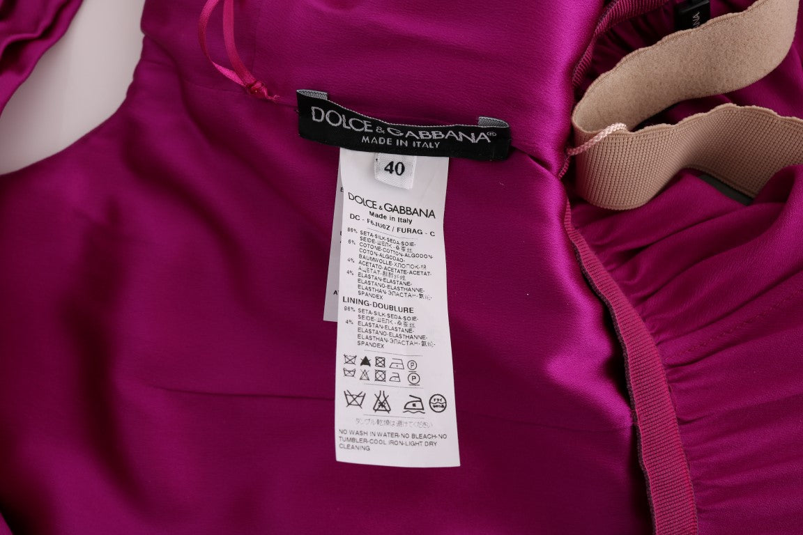 Roze zijden stretch shift lange jurk