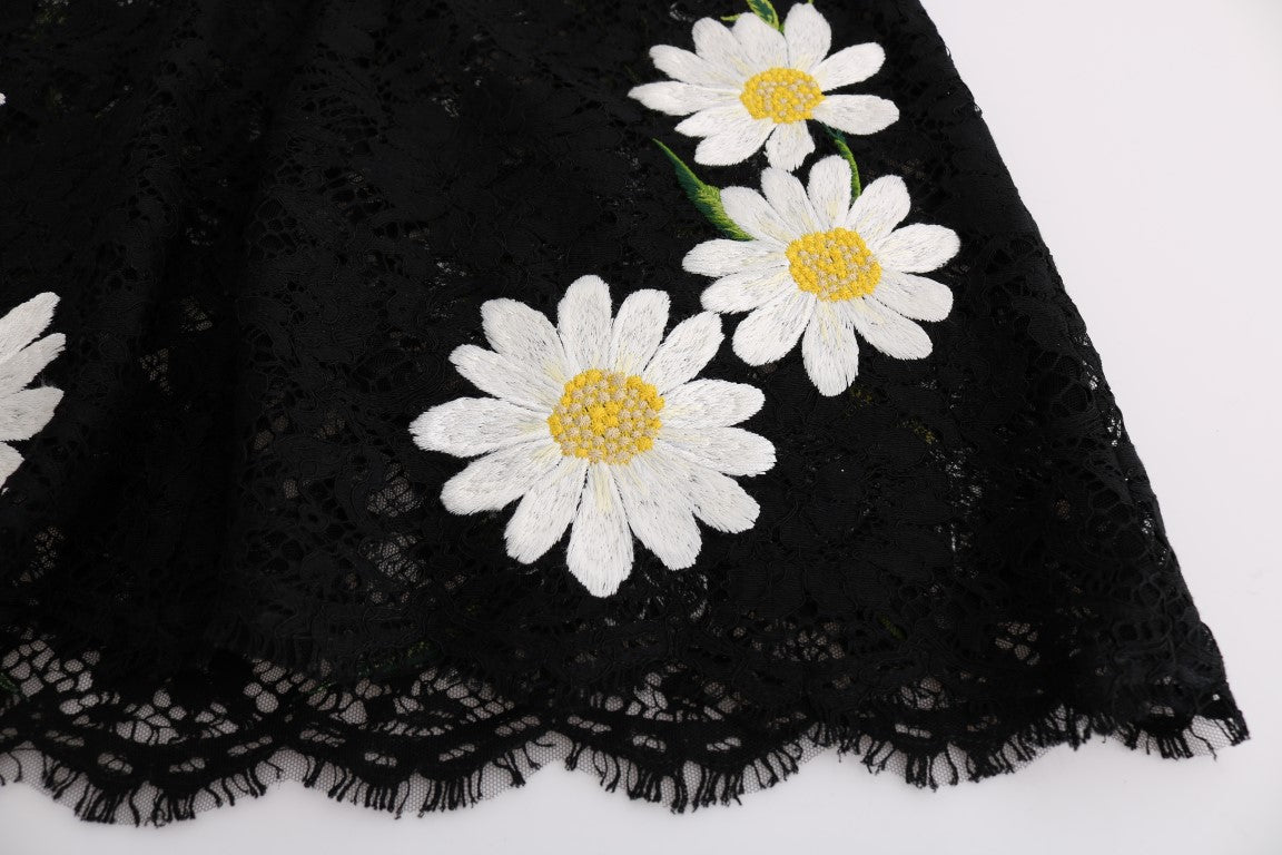 Zwarte bloemenkanten kamille Siciliaanse jurk