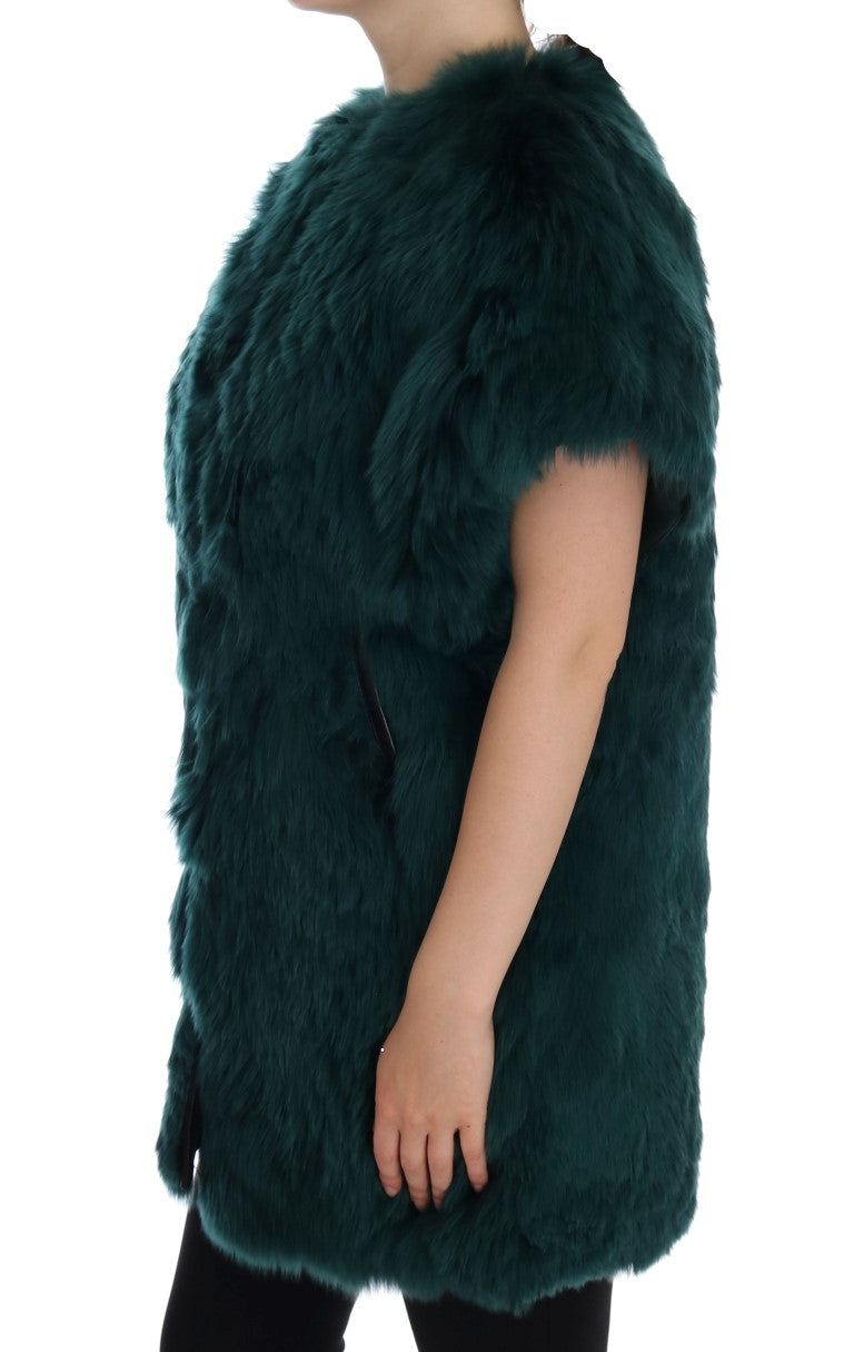 Groen Alpaca Bont Vest Mouwloos Jasje