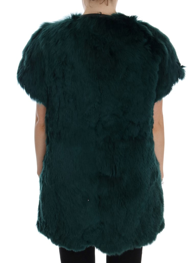 Groen Alpaca Bont Vest Mouwloos Jasje