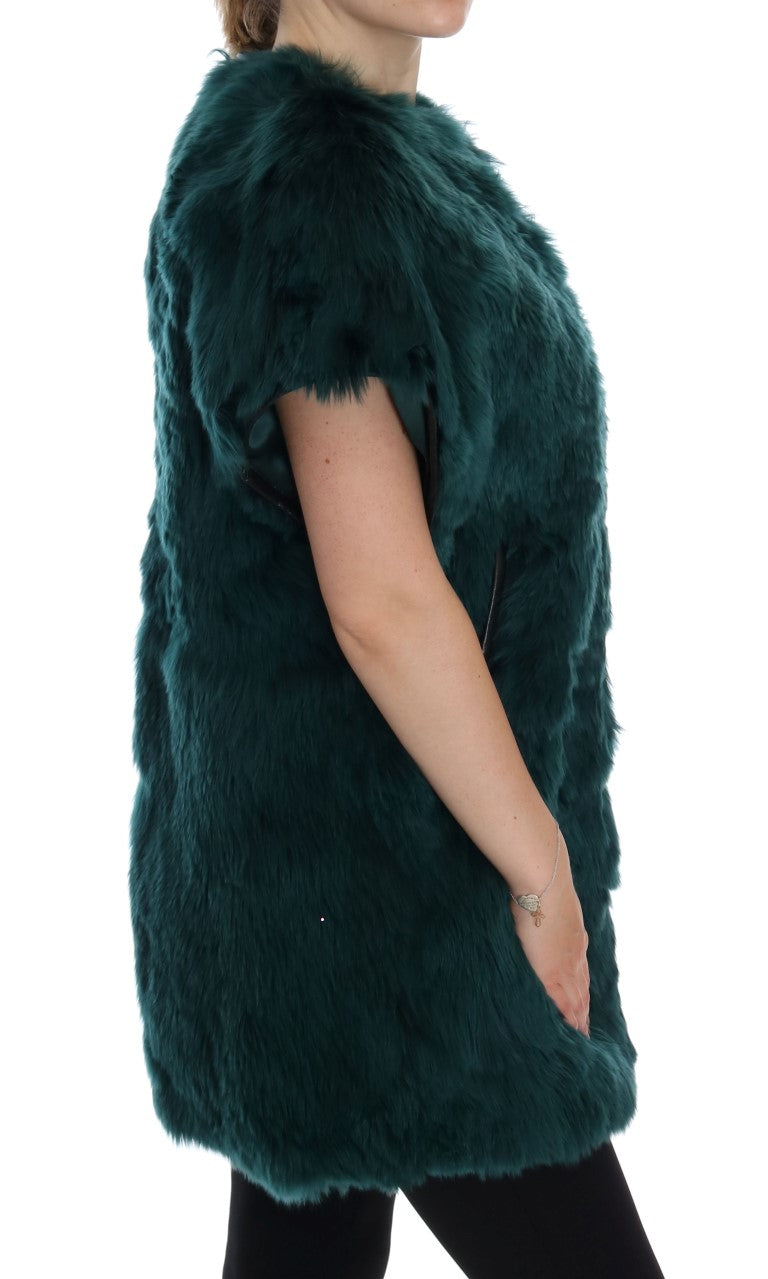 Groen Alpaca Bont Vest Mouwloos Jasje