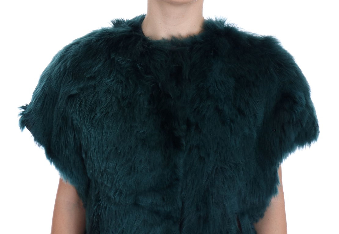 Groen Alpaca Bont Vest Mouwloos Jasje