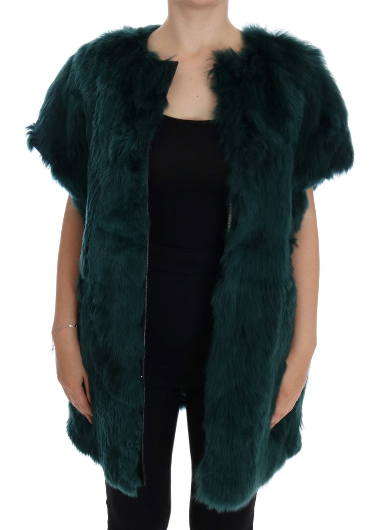 Groen Alpaca Bont Vest Mouwloos Jasje