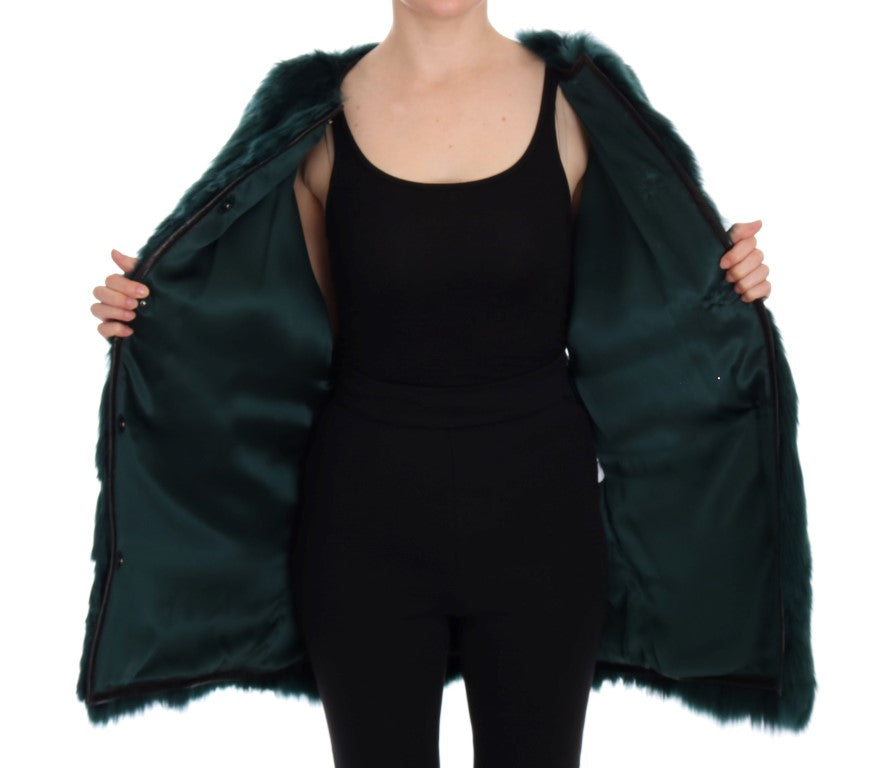 Groen Alpaca Bont Vest Mouwloos Jasje