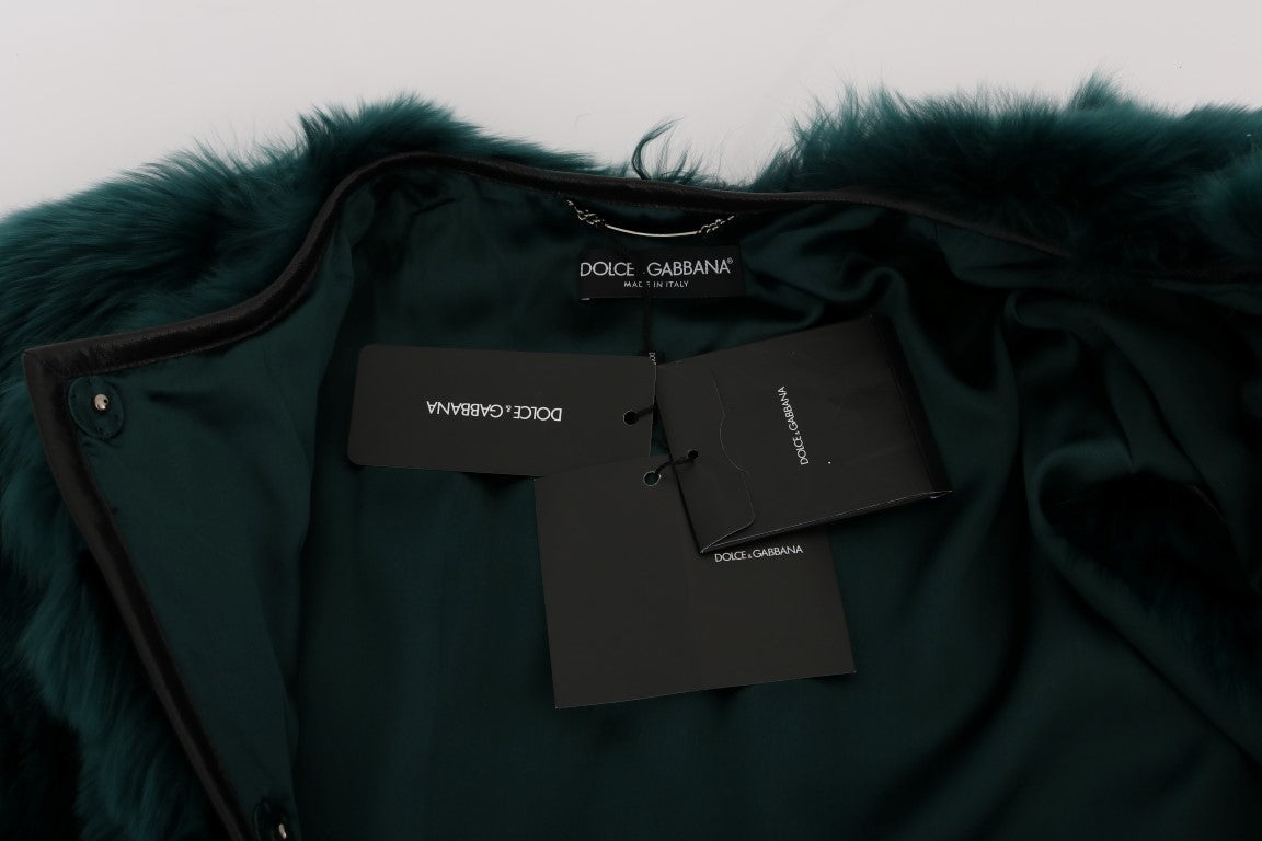 Groen Alpaca Bont Vest Mouwloos Jasje
