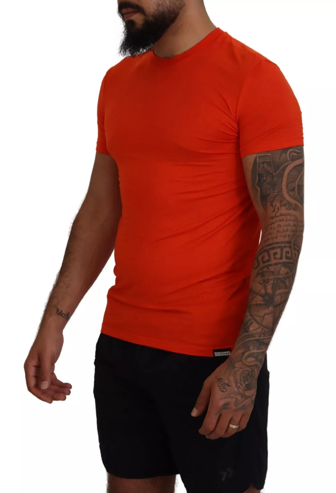 Oranje Modal T-shirt met korte mouwen en ronde hals