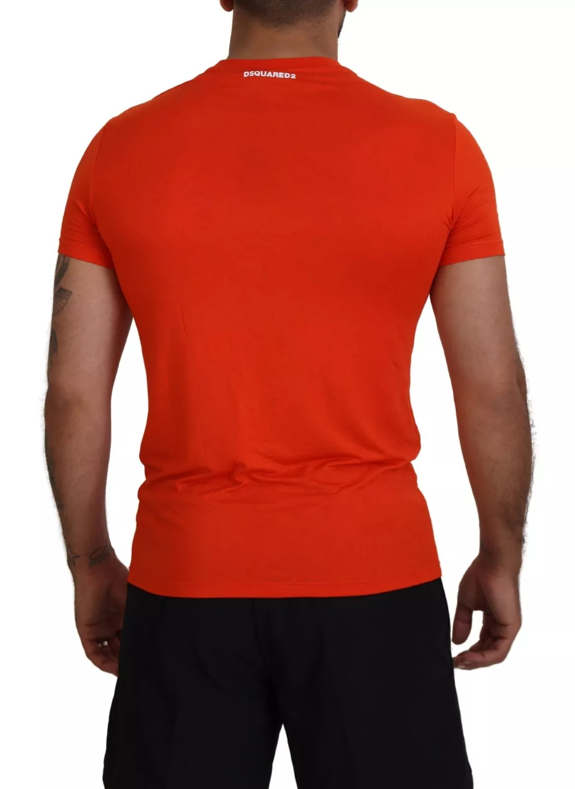 Oranje Modal T-shirt met korte mouwen en ronde hals