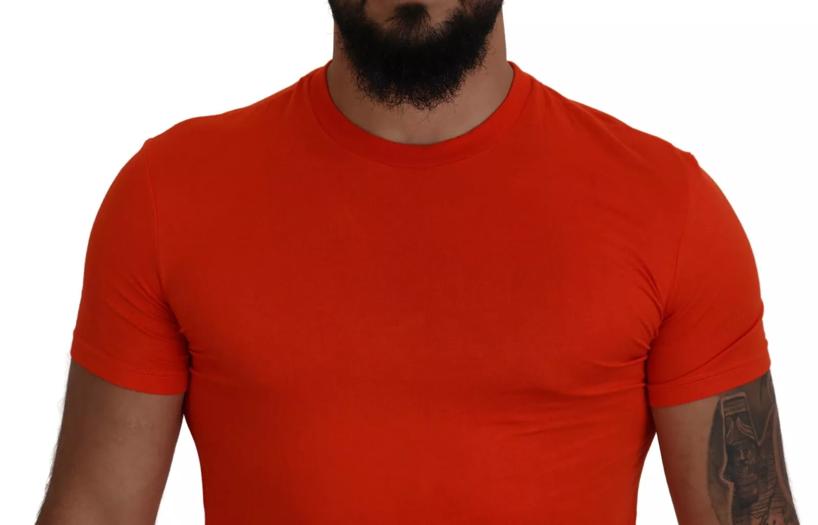 Oranje Modal T-shirt met korte mouwen en ronde hals